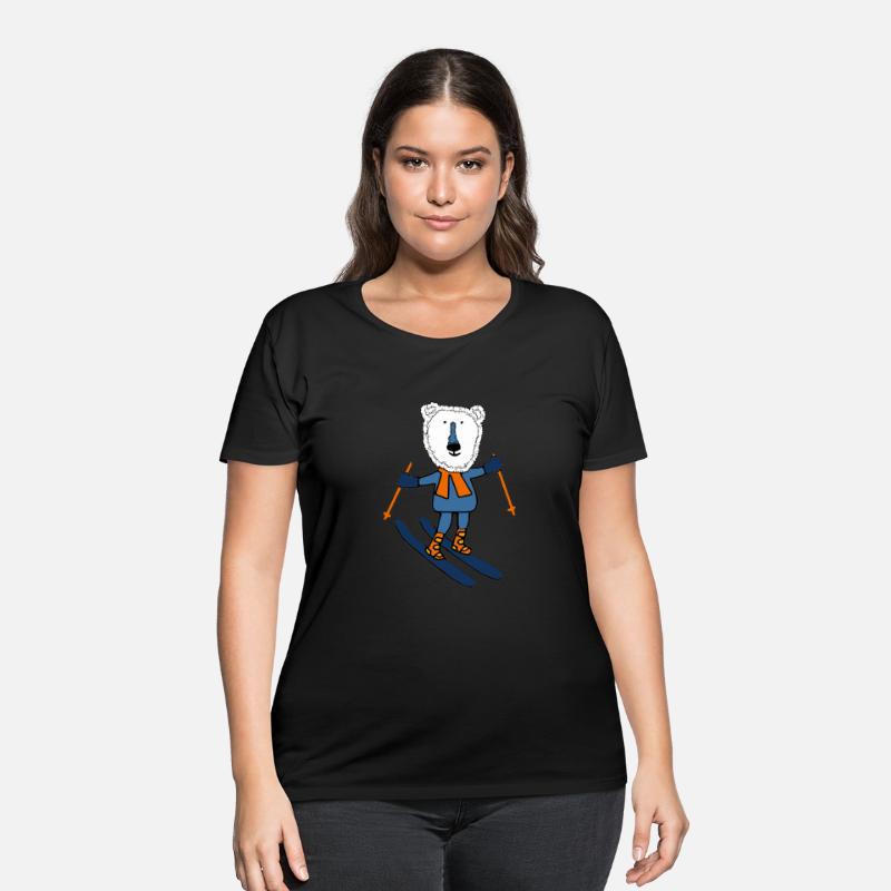 polar bear ski with orange scarf