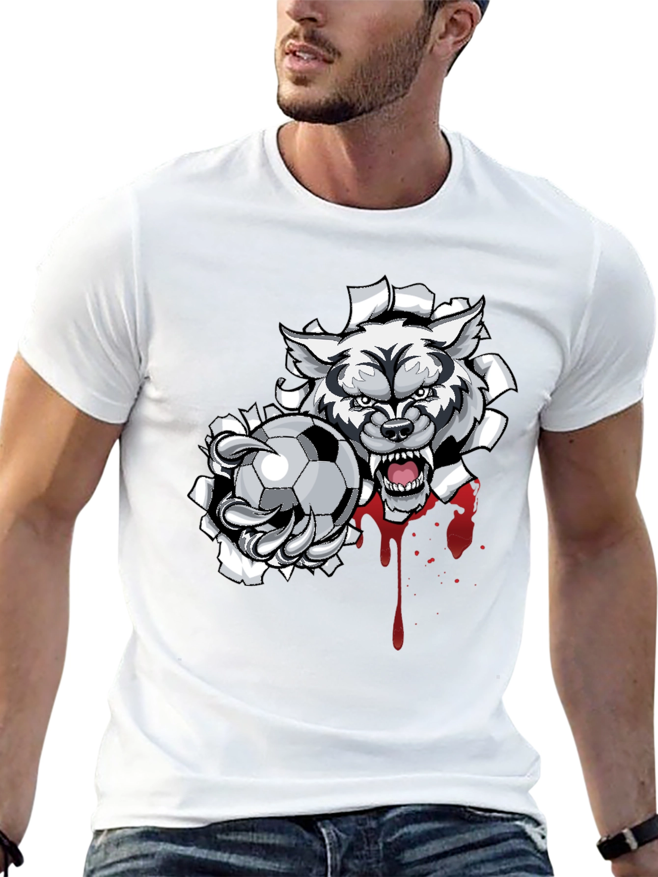Wolf Soccer T-Shirt - Fierce Graphic Tee