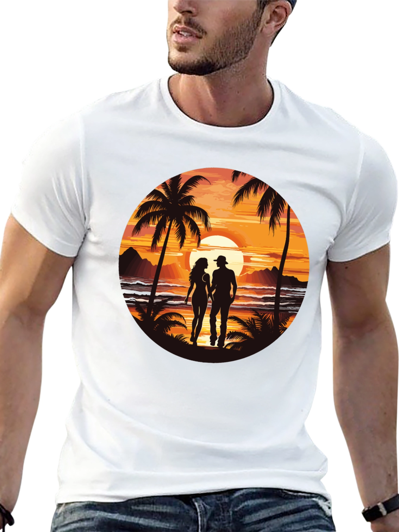 Sunset Beach Couple Graphic Tee