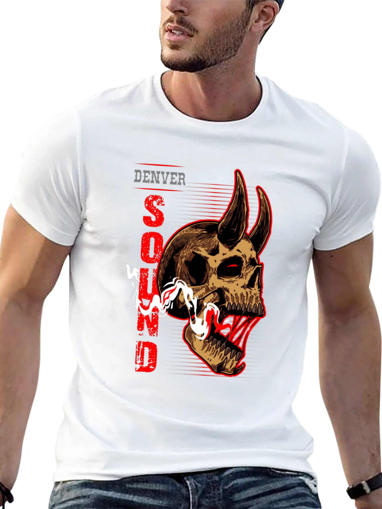Denver Sound Skull Graphic Tee - Mens Black T-Shirt
