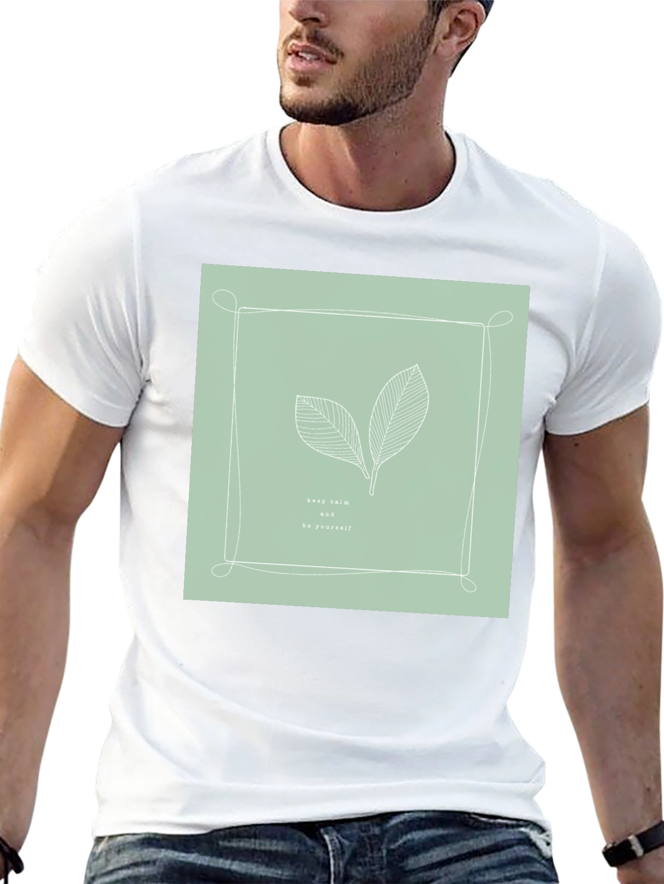 Keep Calm Tee - Minimalist Leaf Design