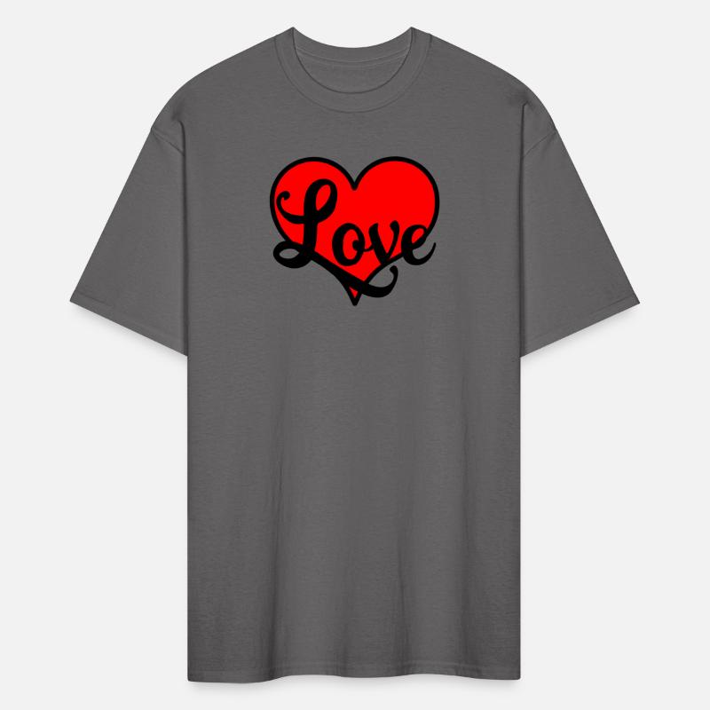 Red heart with decorative letters text 'Love'