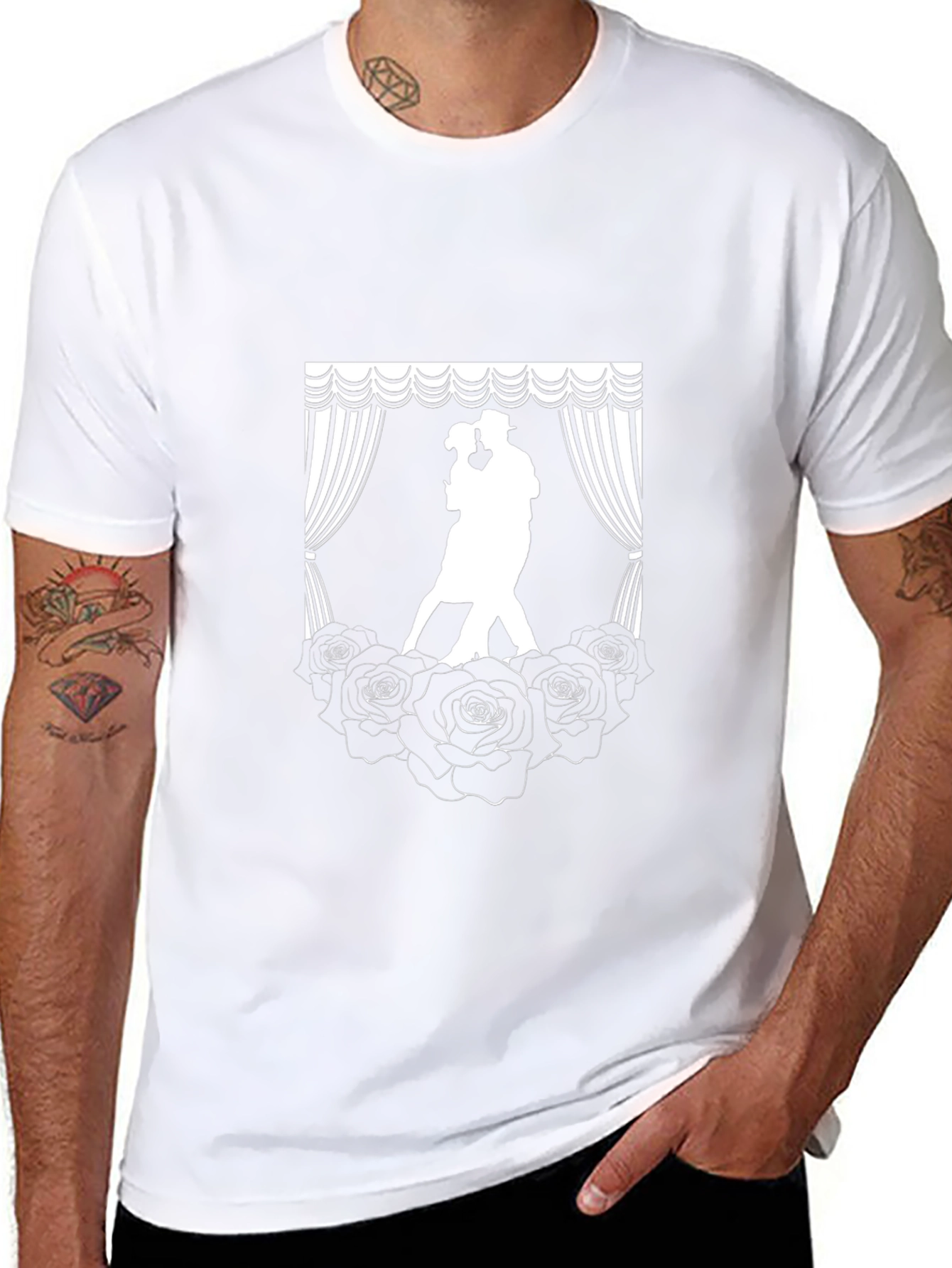 Tango Dance Roses Graphic Black T-Shirt