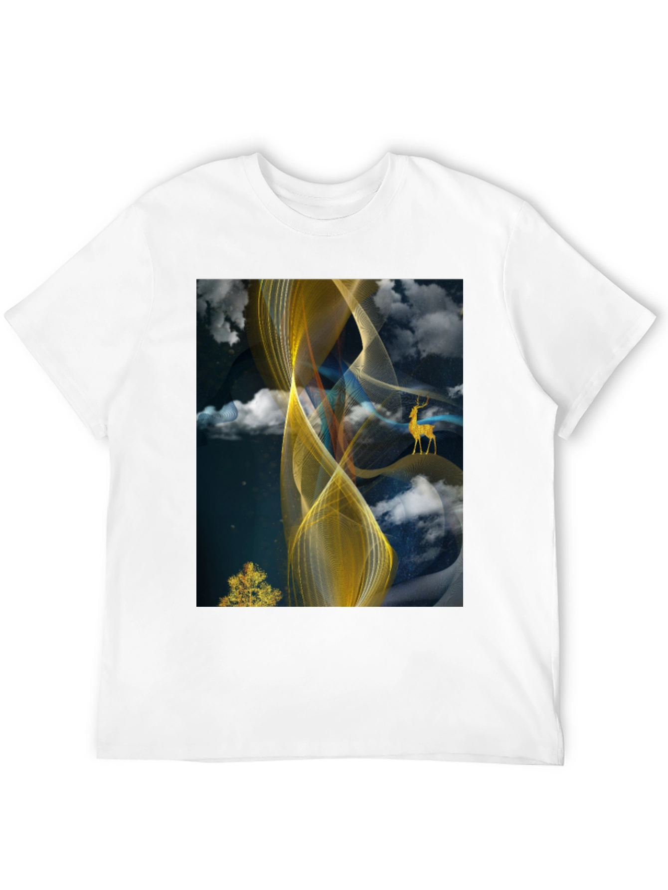 Abstract Deer Graphic Tee - Stylish Mens Black T-Shirt
