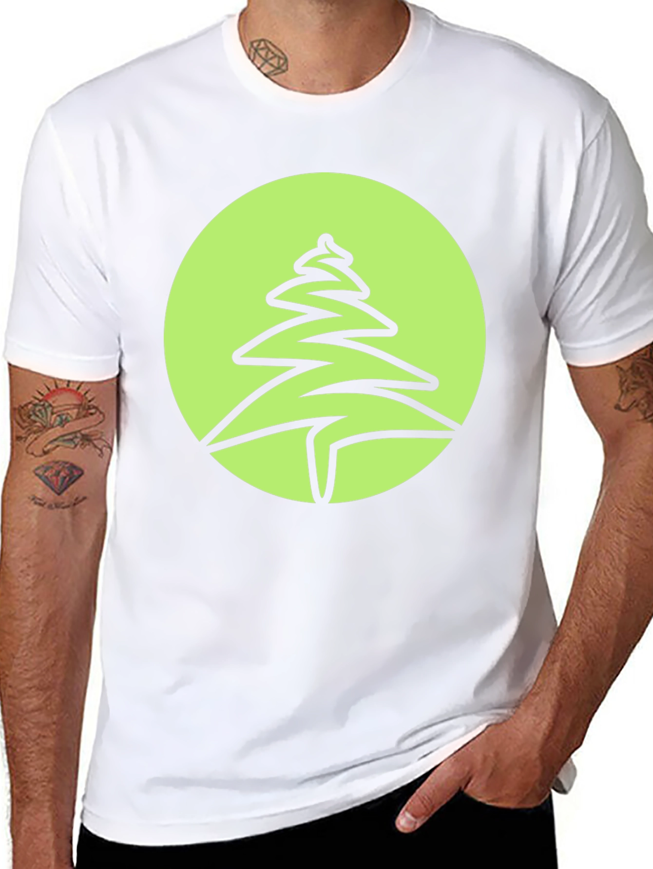 Modern Tree Graphic Tee - Black Cotton Blend