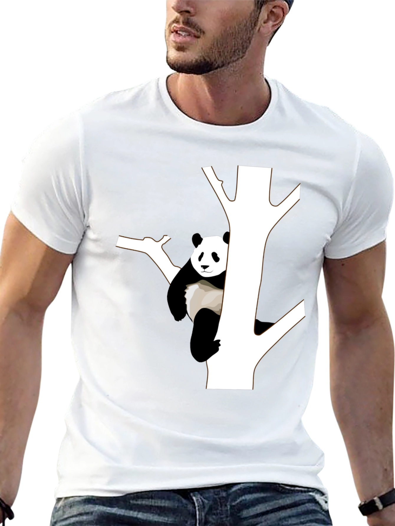 Panda Tree Graphic Tee - Stylish Black T-Shirt
