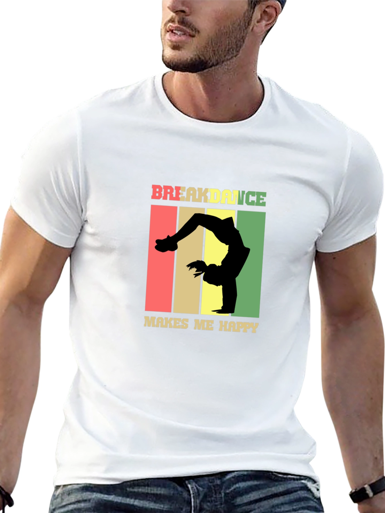 Breakdance Makes Me Happy Black Graphic Tee