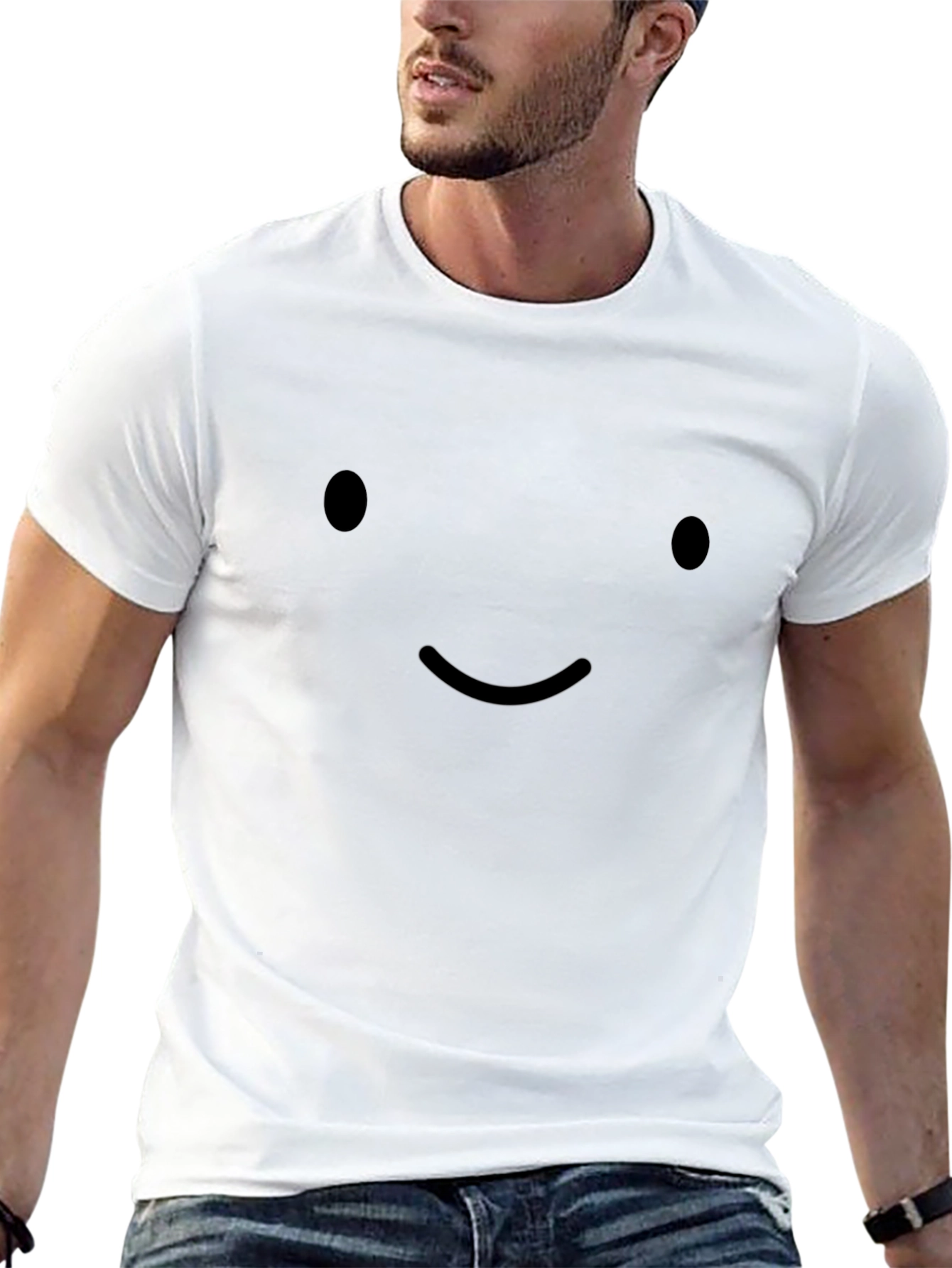 Minimalist Smiley Face Black T-Shirt
