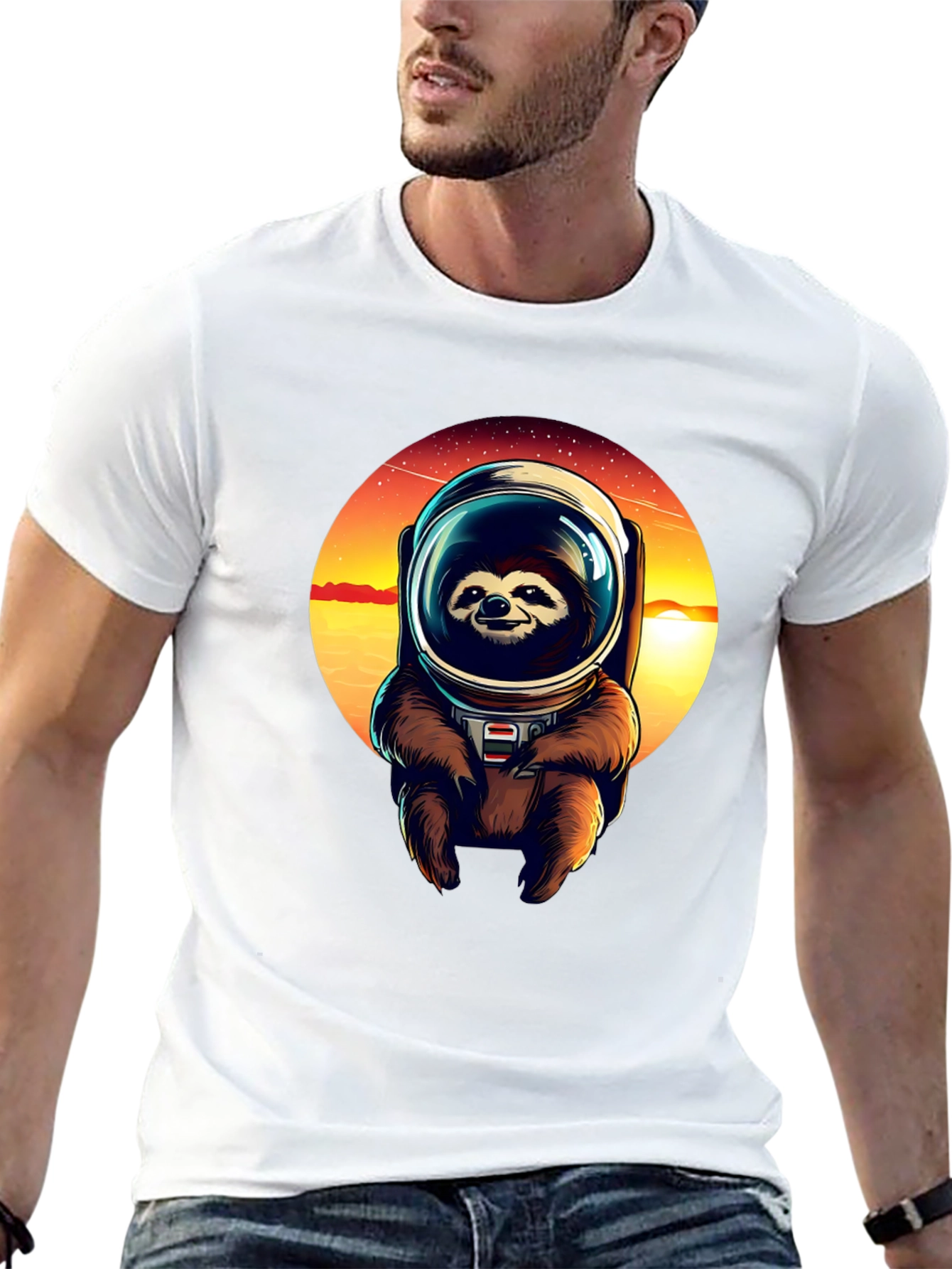 Sloth Astronaut Graphic Tee - Black