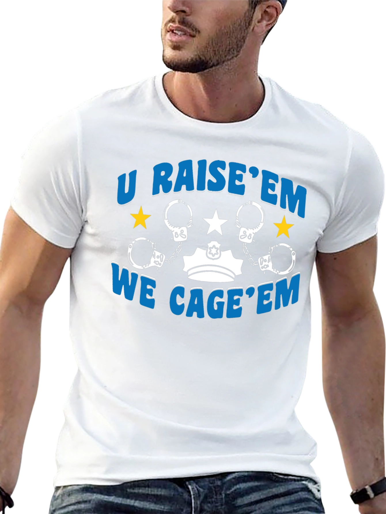 U Raise Em We Cage Em Graphic Tee