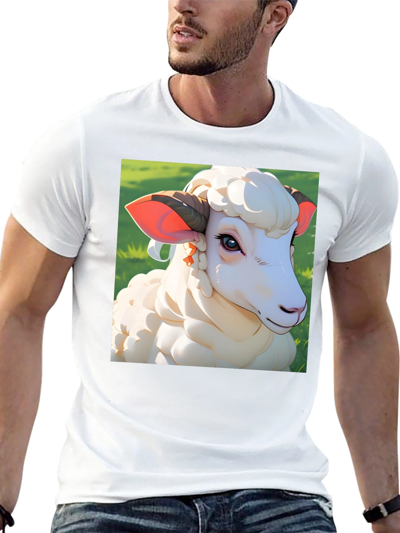 Artistic Sheep Graphic Tee - Stylish Animal Design