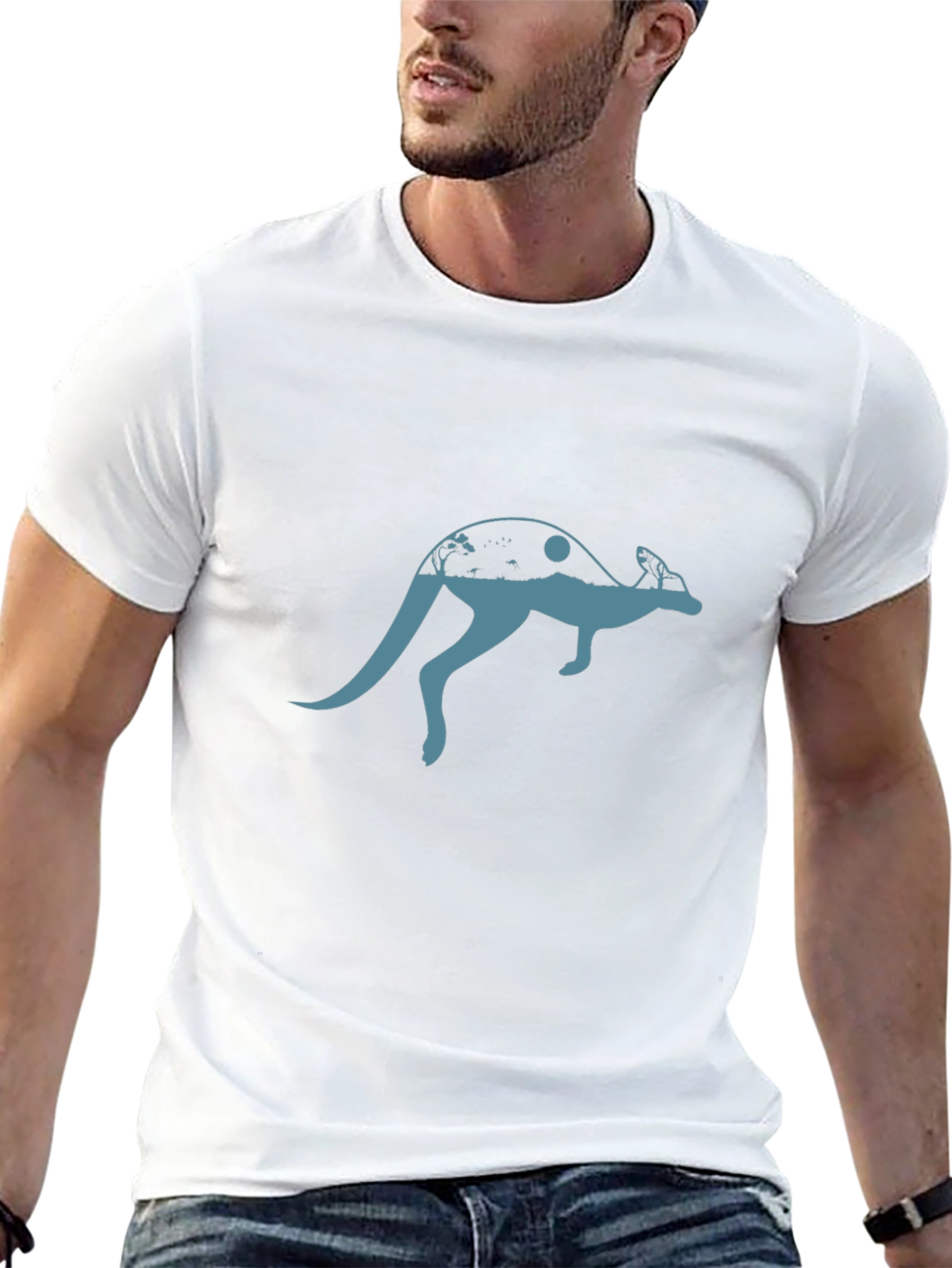 Kangaroo Silhouette Graphic Tee - Black