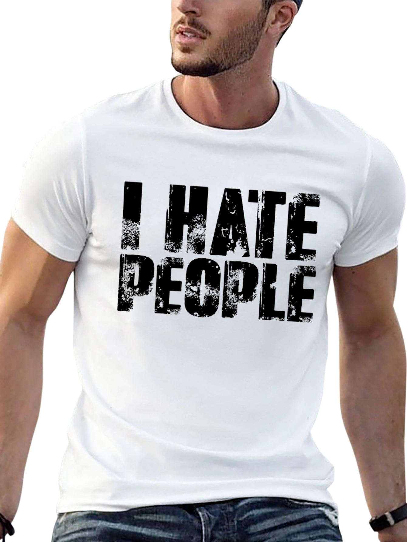 I Hate People Graphic Tee - Black Cotton T-Shirt