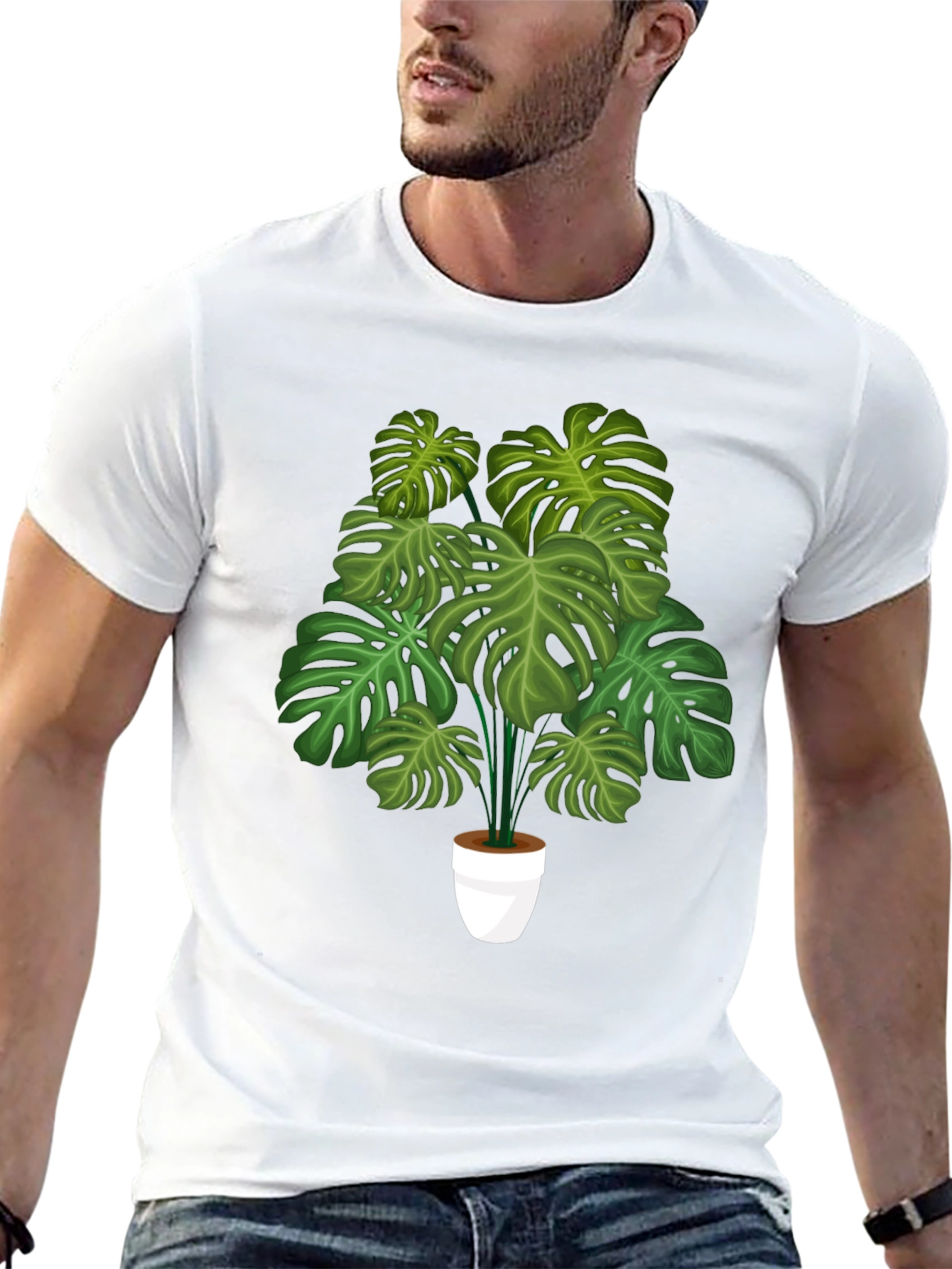 Monstera Plant Graphic Tee - Trendy Botanical Shirt