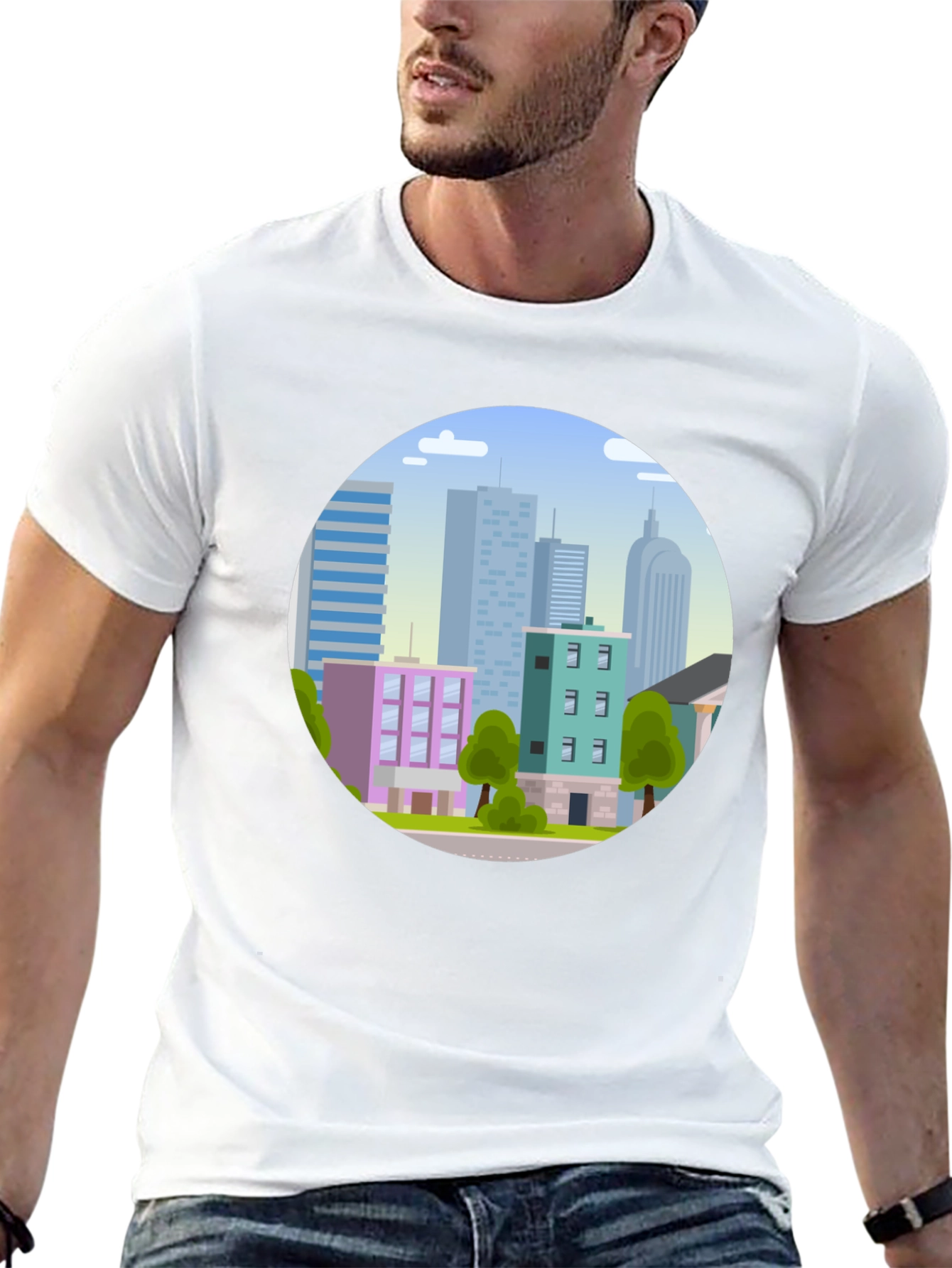 Cityscape Graphic Tee - Urban Style Black T-Shirt