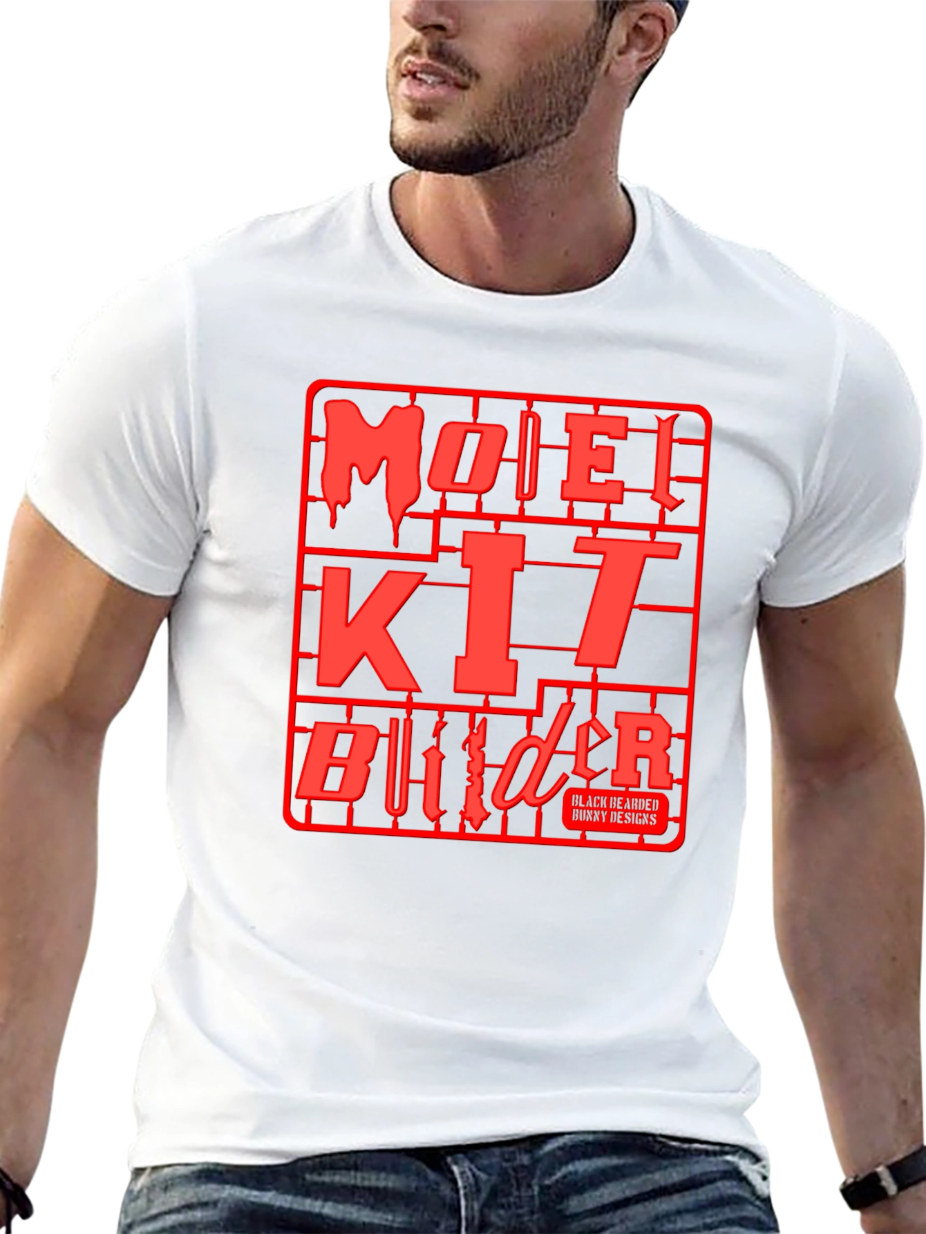Model Kit Builder T-Shirt - Black Red Graphic Tee
