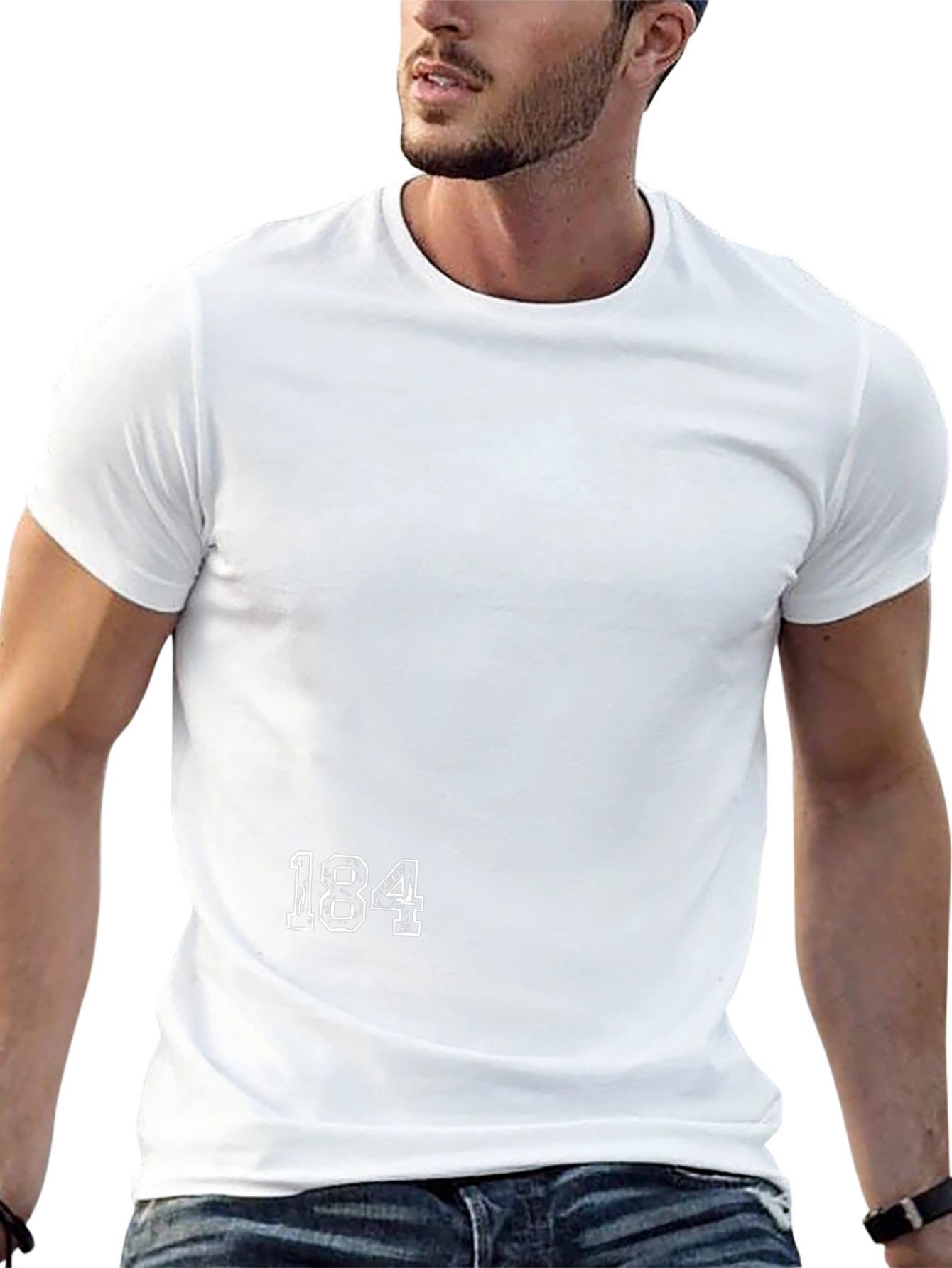 Black T-Shirt with 184 Graphic Print