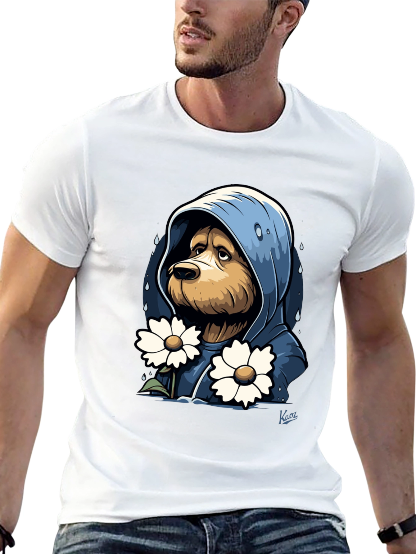 Sad Dog in Hoodie T-Shirt