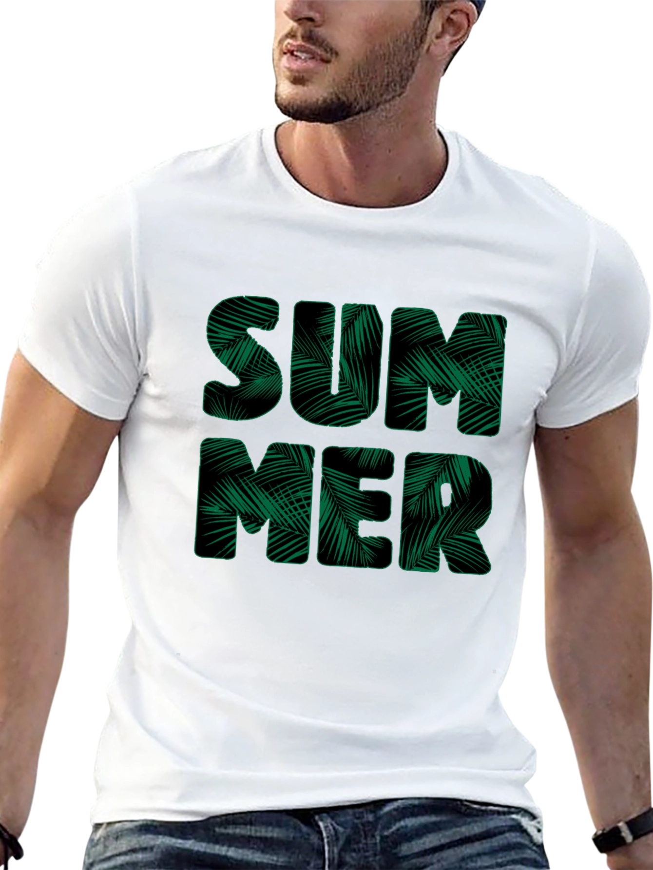 Tropical Summer Print Black T-Shirt