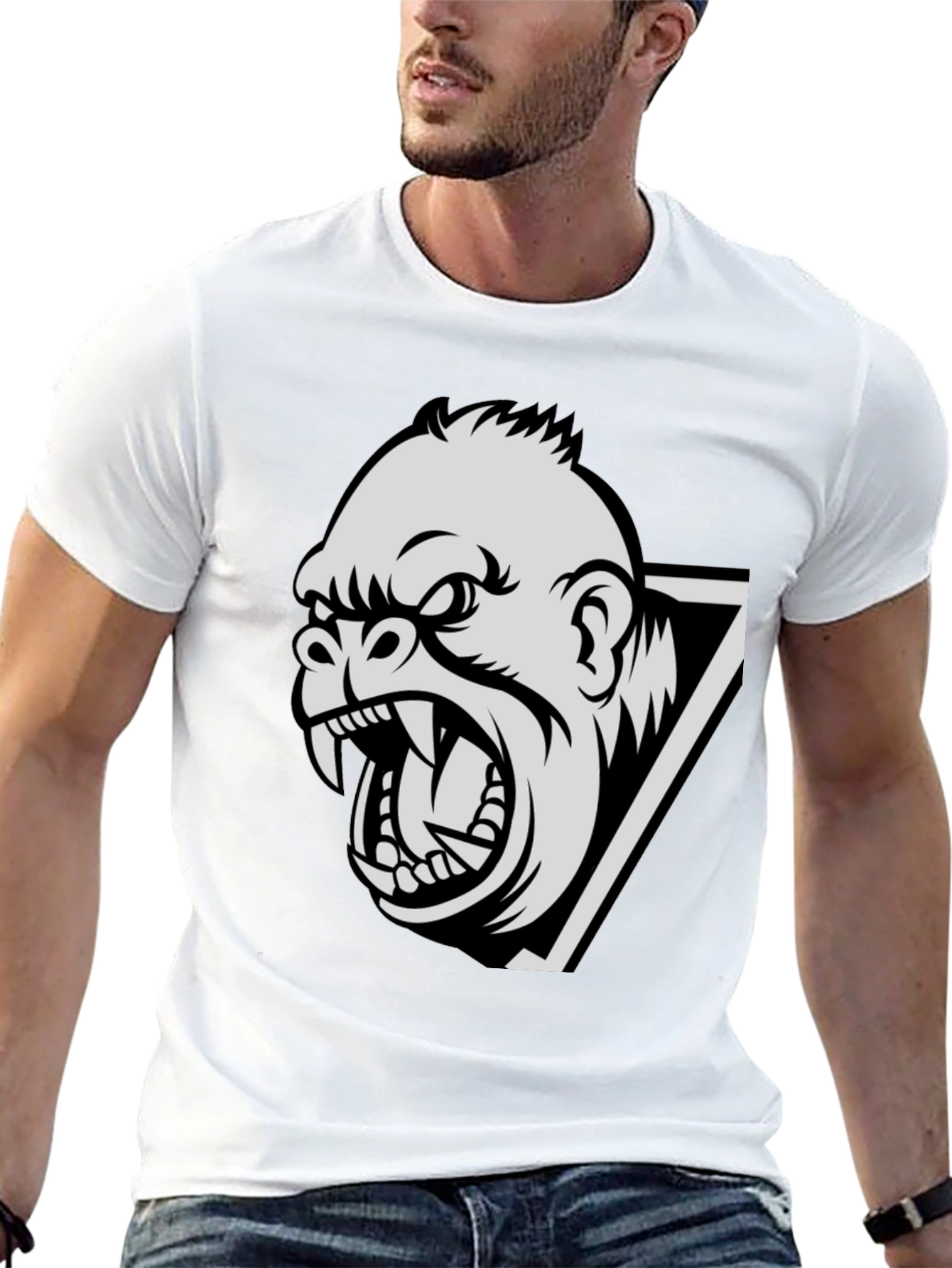 Mens Gorilla Graphic Print Black T-Shirt