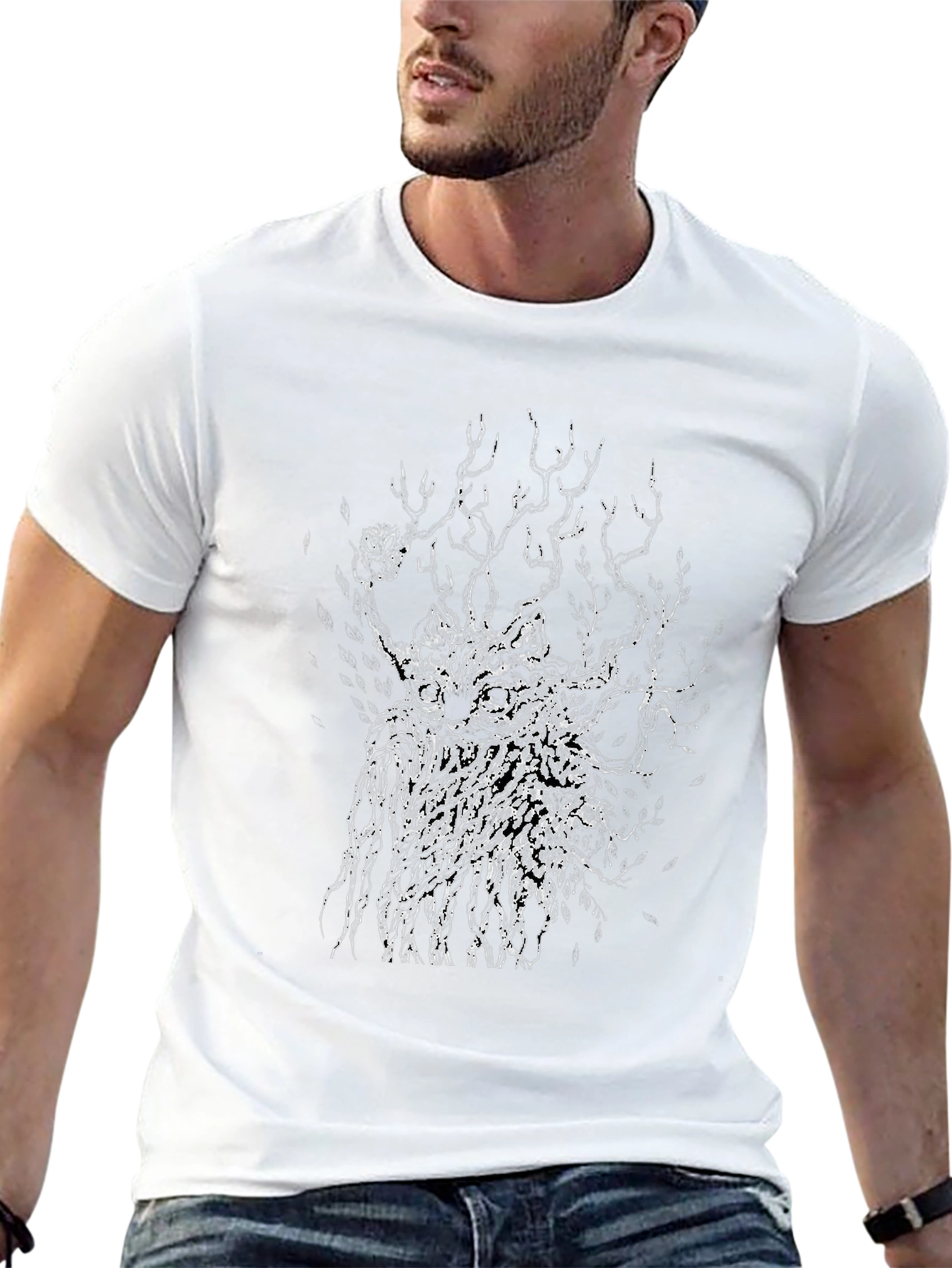 Abstract Graphic Print Mens Black T-Shirt