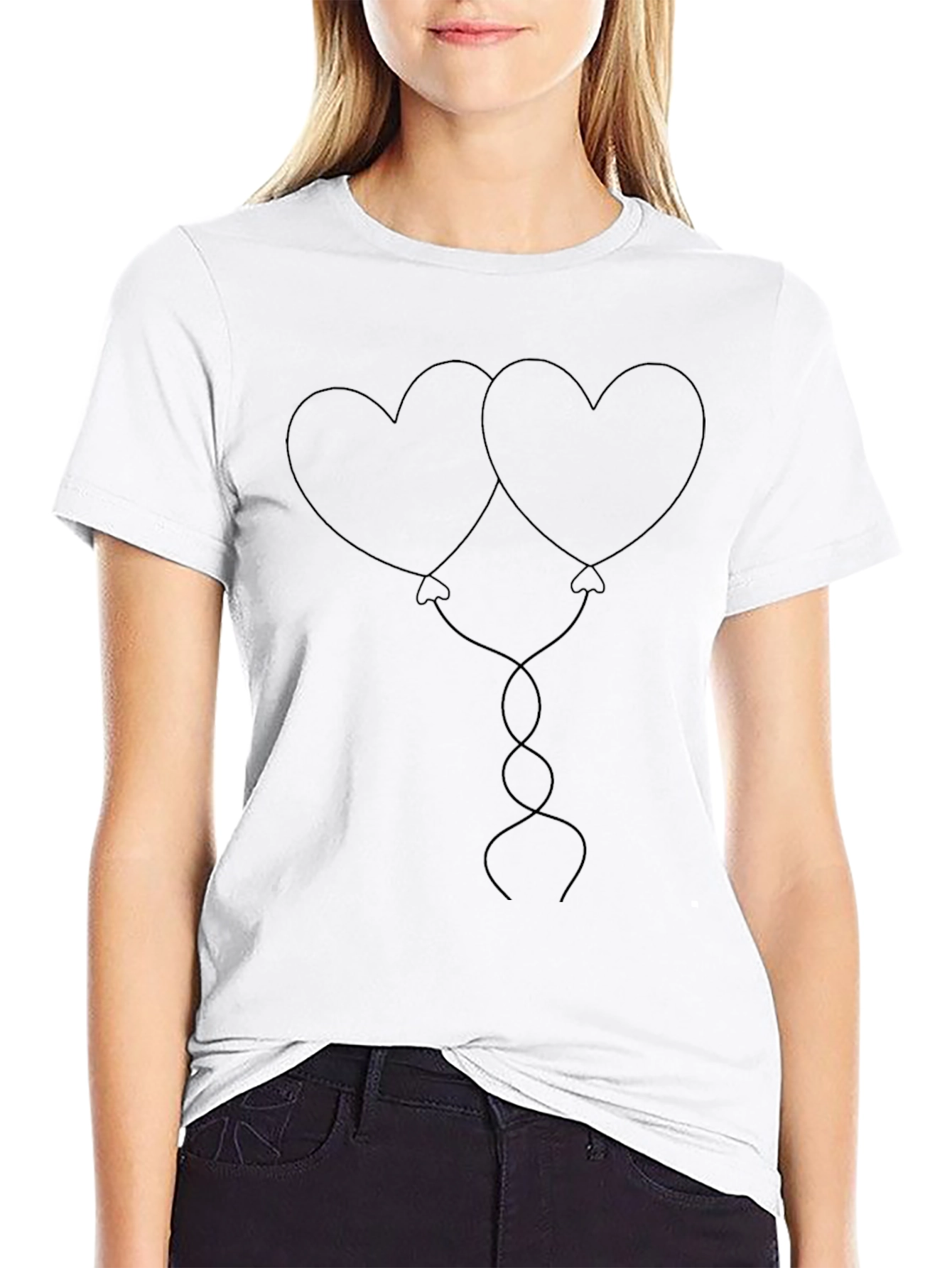 Heart Balloons Graphic Tee - Black