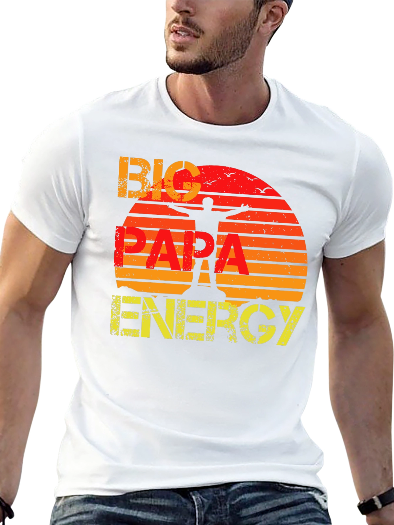 Big Papa Energy T-Shirt - Retro Sunset Design