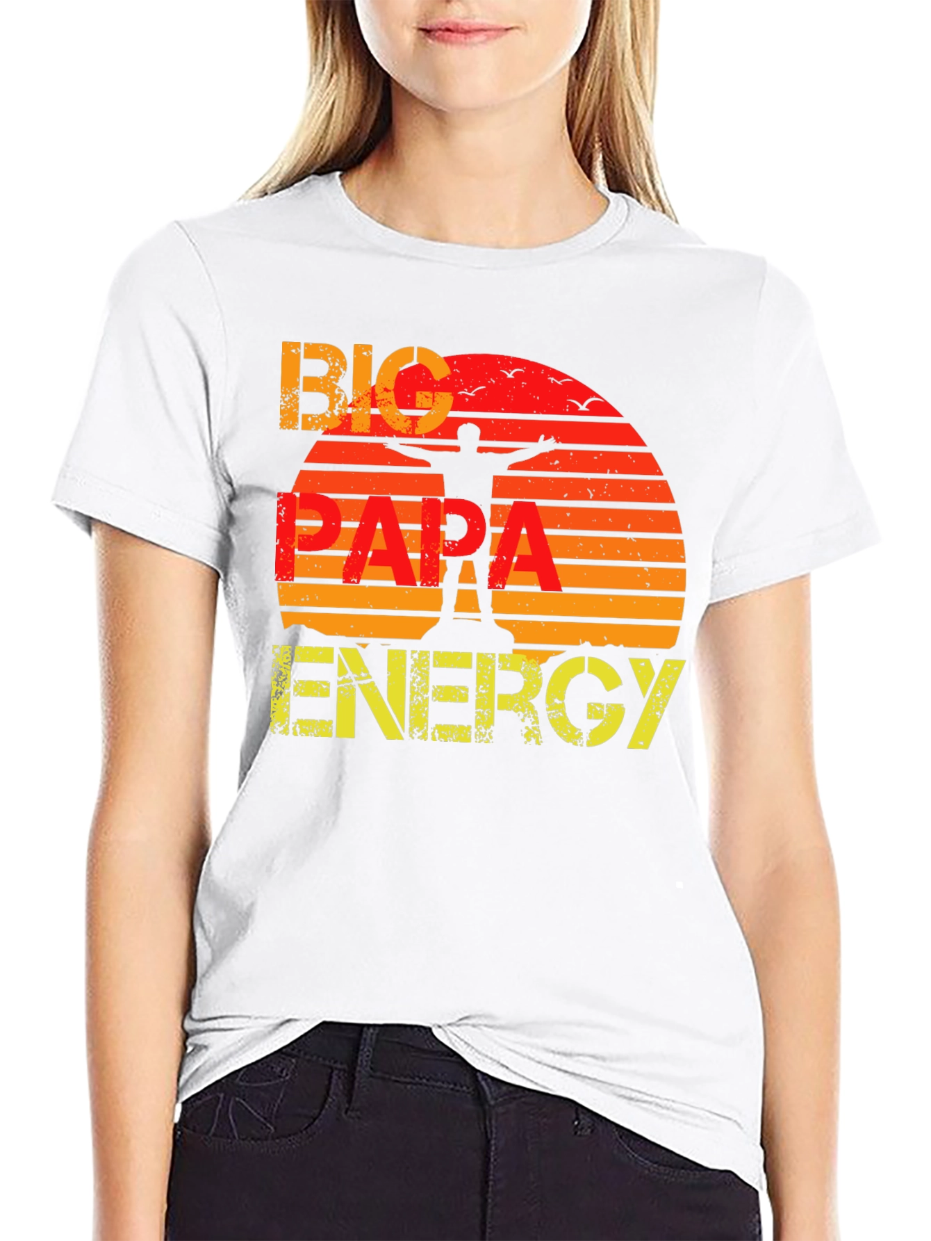 Big Papa Energy T-Shirt - Retro Sunset Design