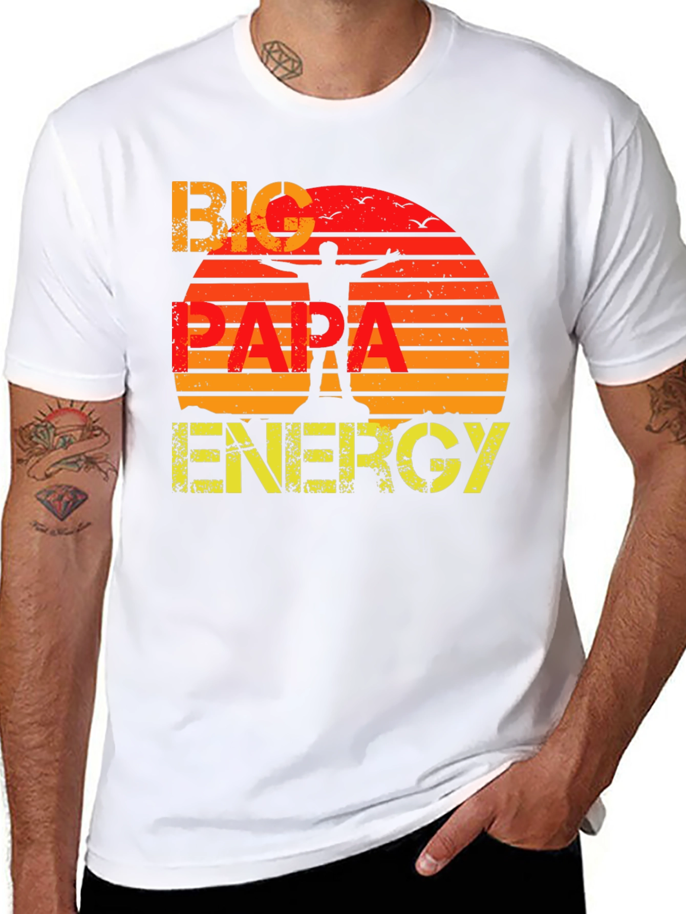 Big Papa Energy T-Shirt - Retro Sunset Design