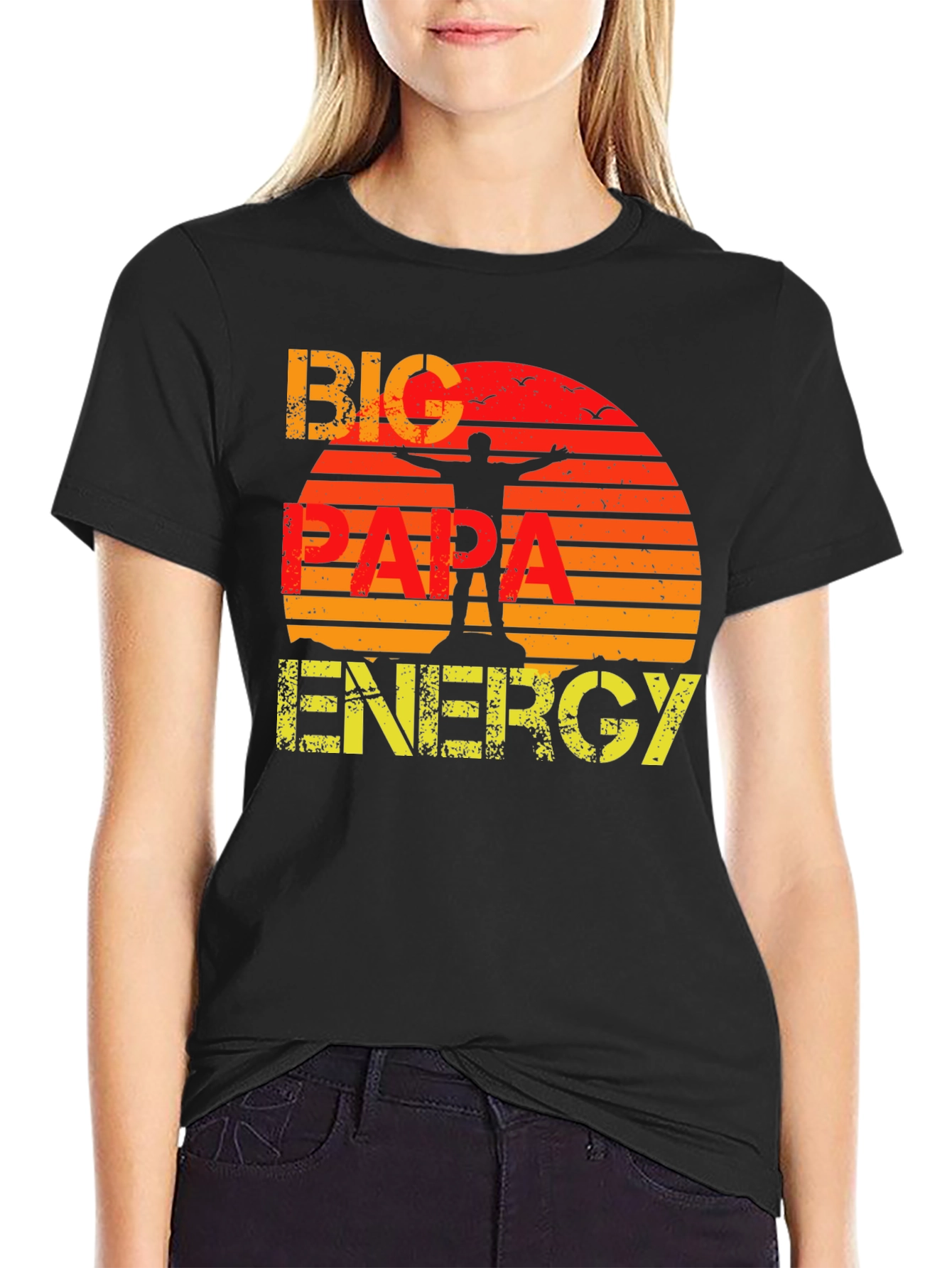 Big Papa Energy T-Shirt - Retro Sunset Design
