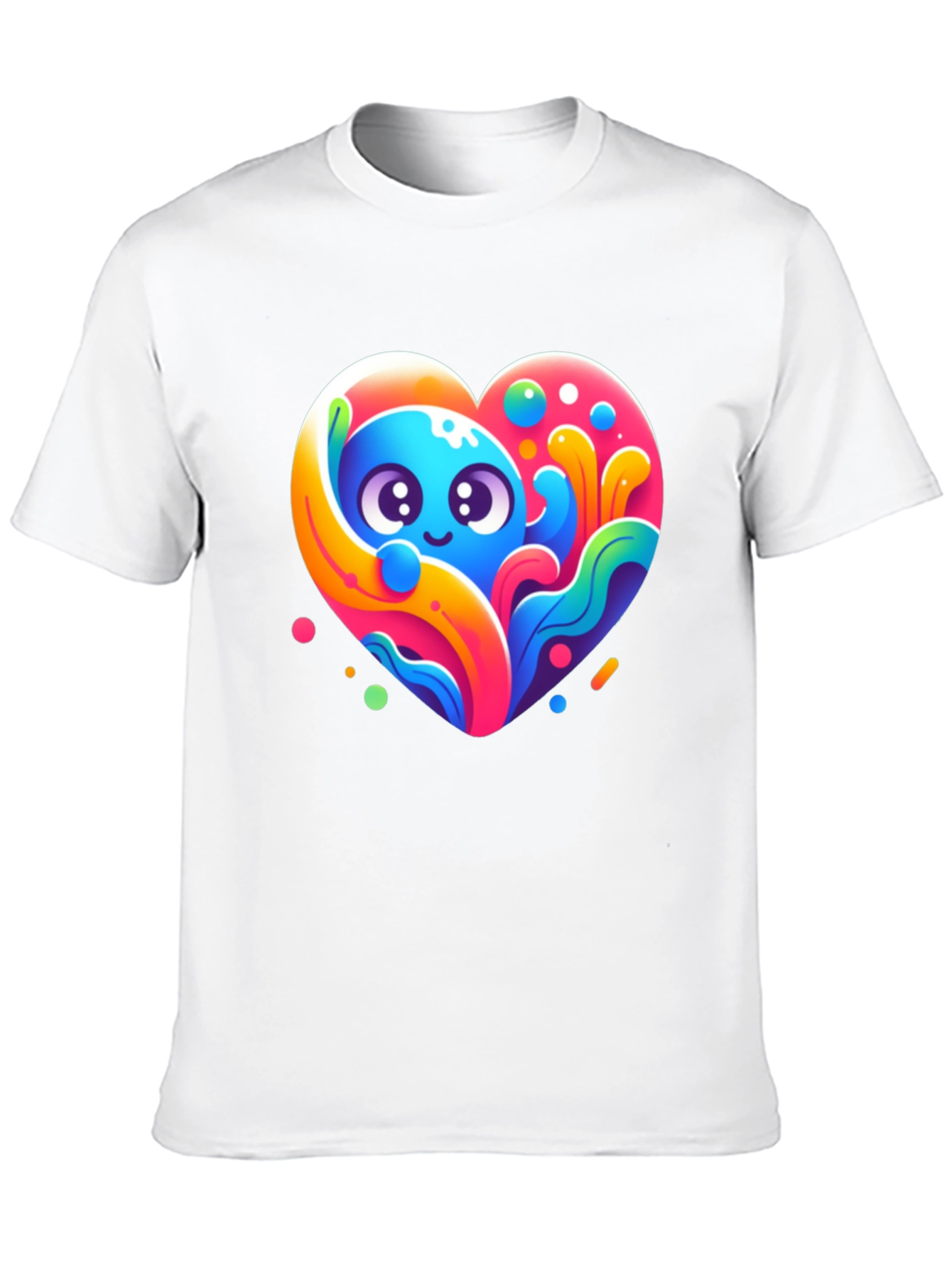 Cute Cartoon Heart Graphic Black T-Shirt