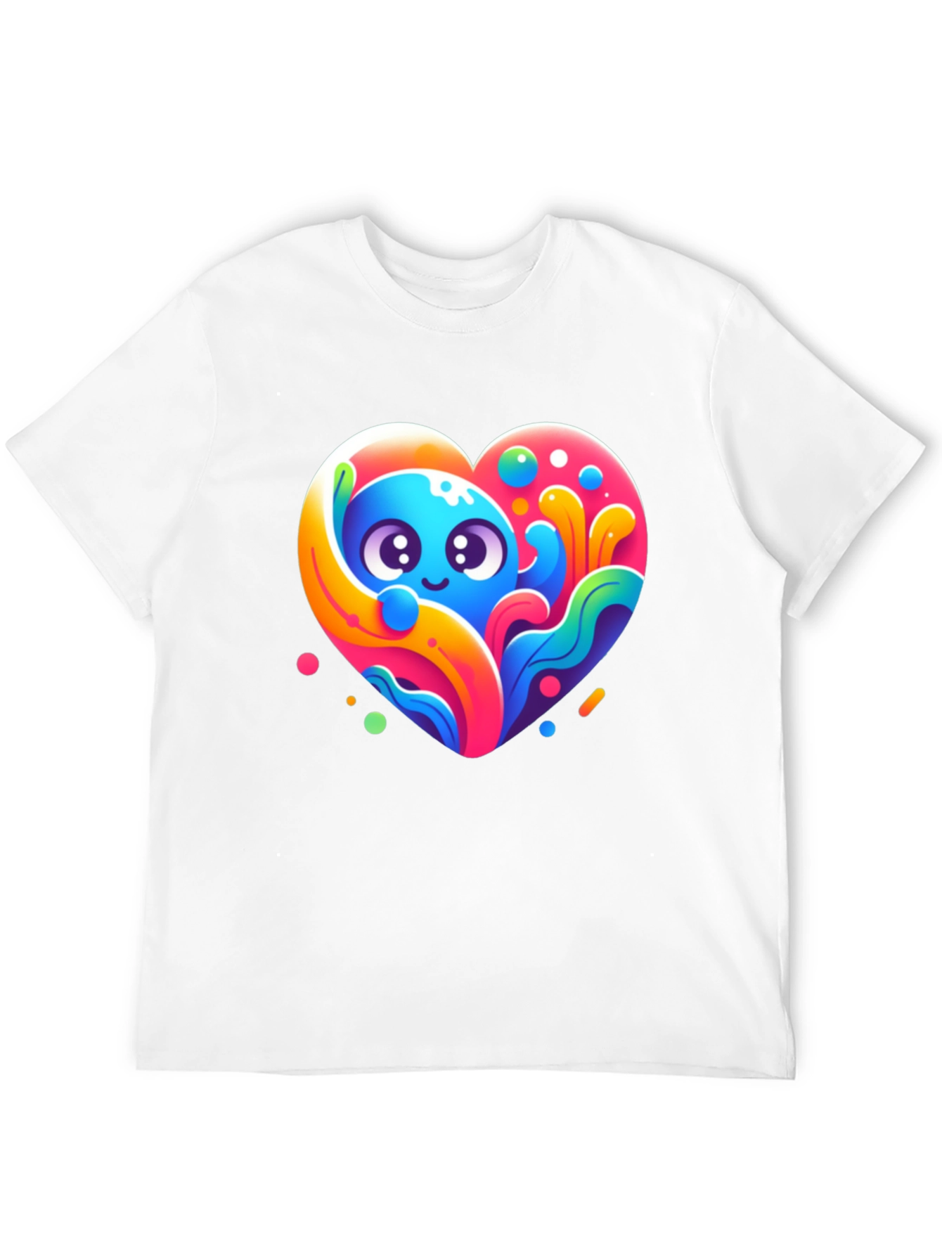 Cute Cartoon Heart Graphic Black T-Shirt