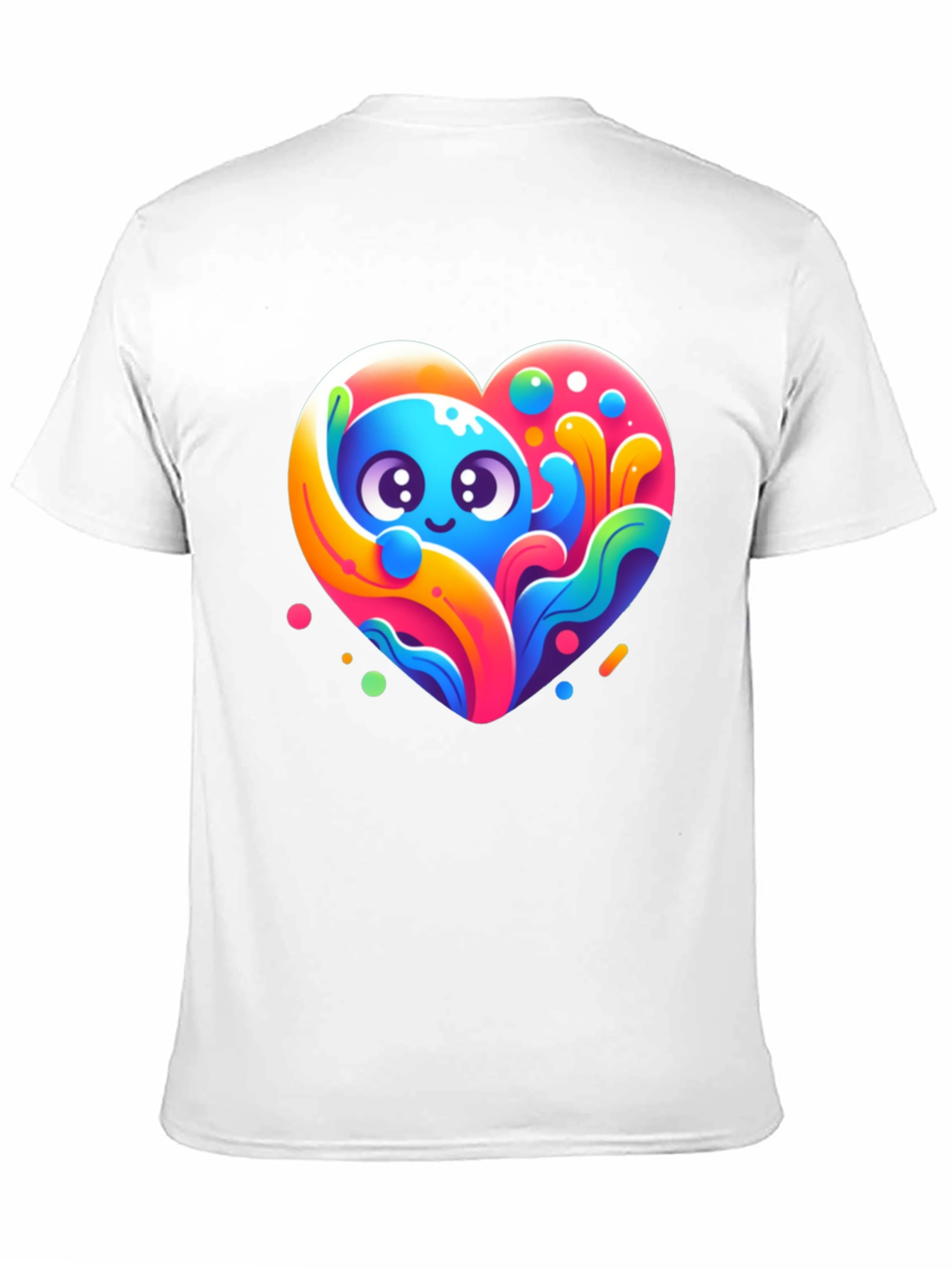 Cute Cartoon Heart Graphic Black T-Shirt
