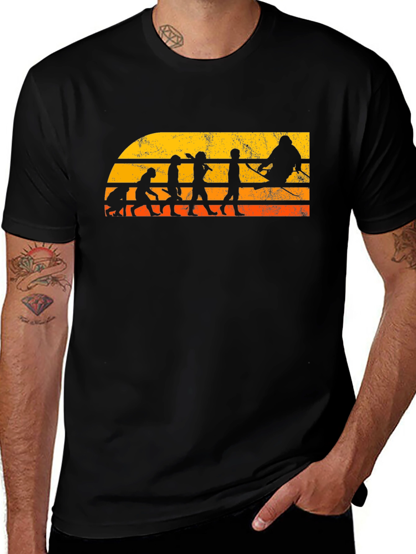 Skiing Evolution Graphic T-Shirt