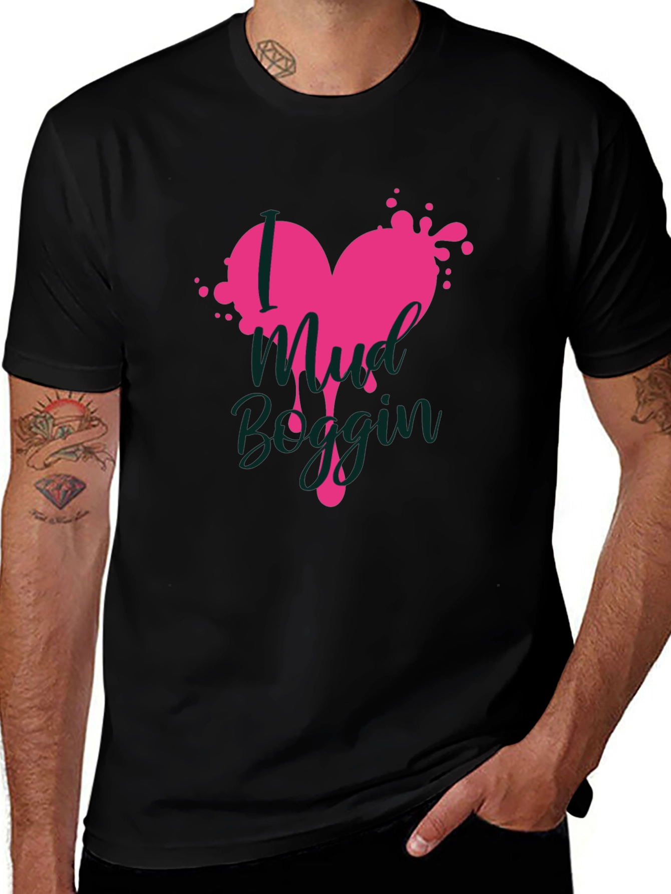 Mud Boggin Heart Graphic T-Shirt - Black