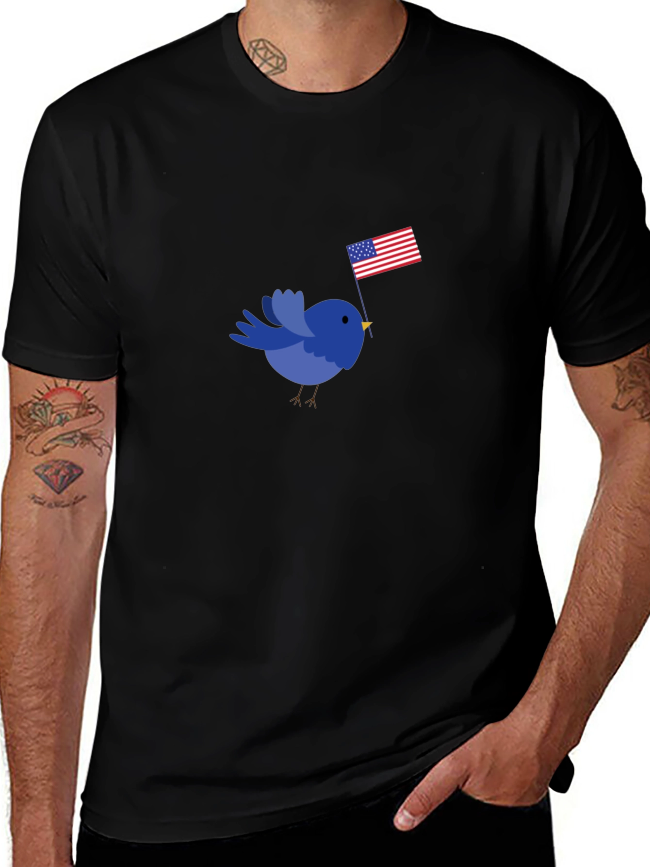 Patriotic Bird T-Shirt - Black