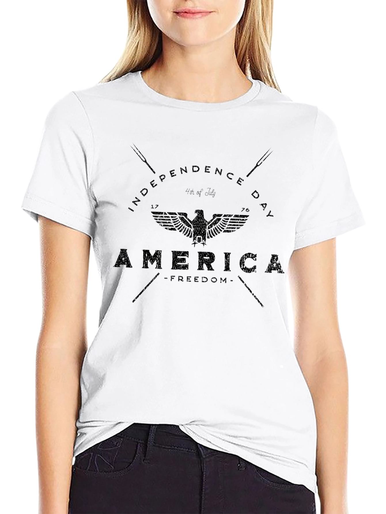 Independence Day America Eagle Black T-Shirt