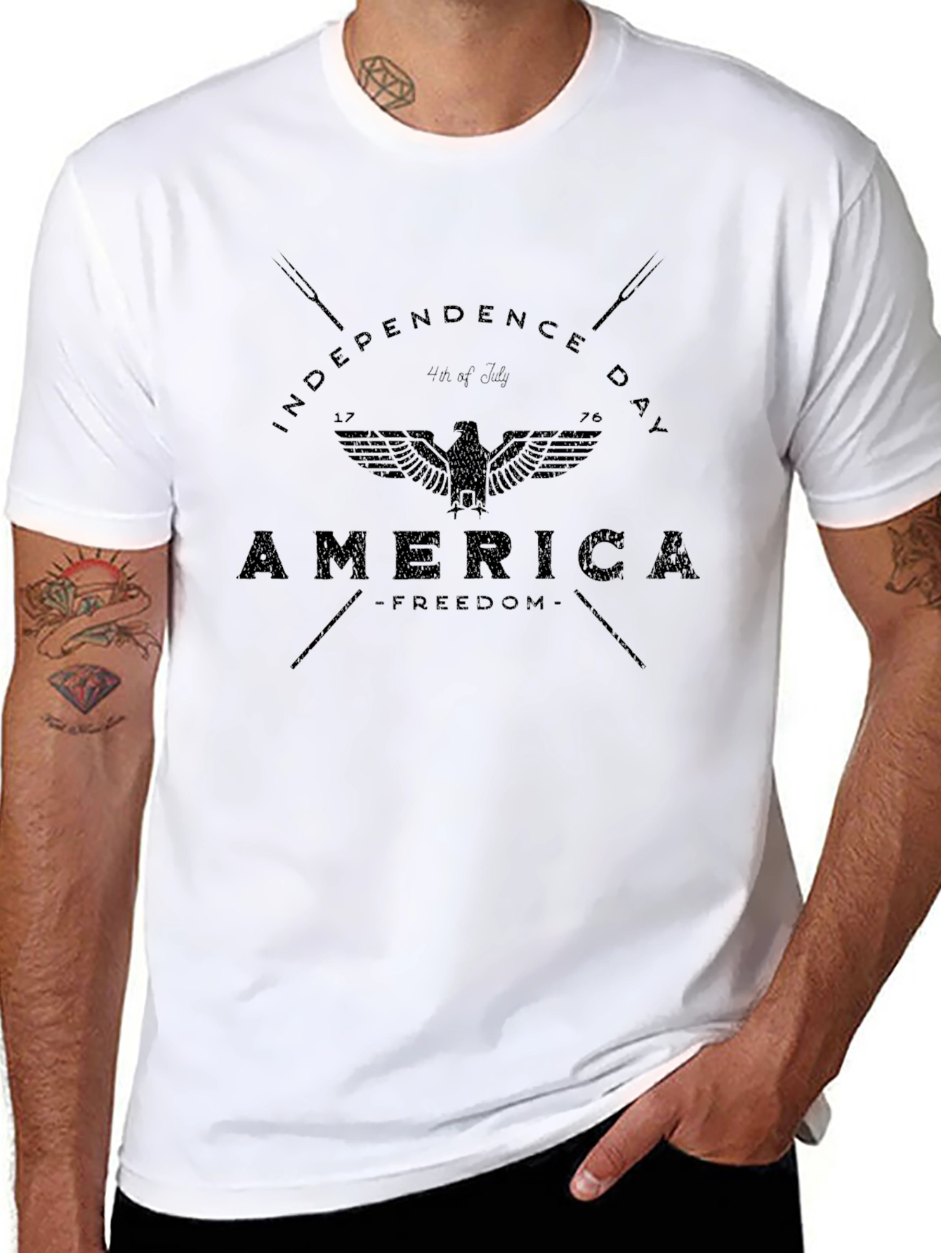 Independence Day America Eagle Black T-Shirt