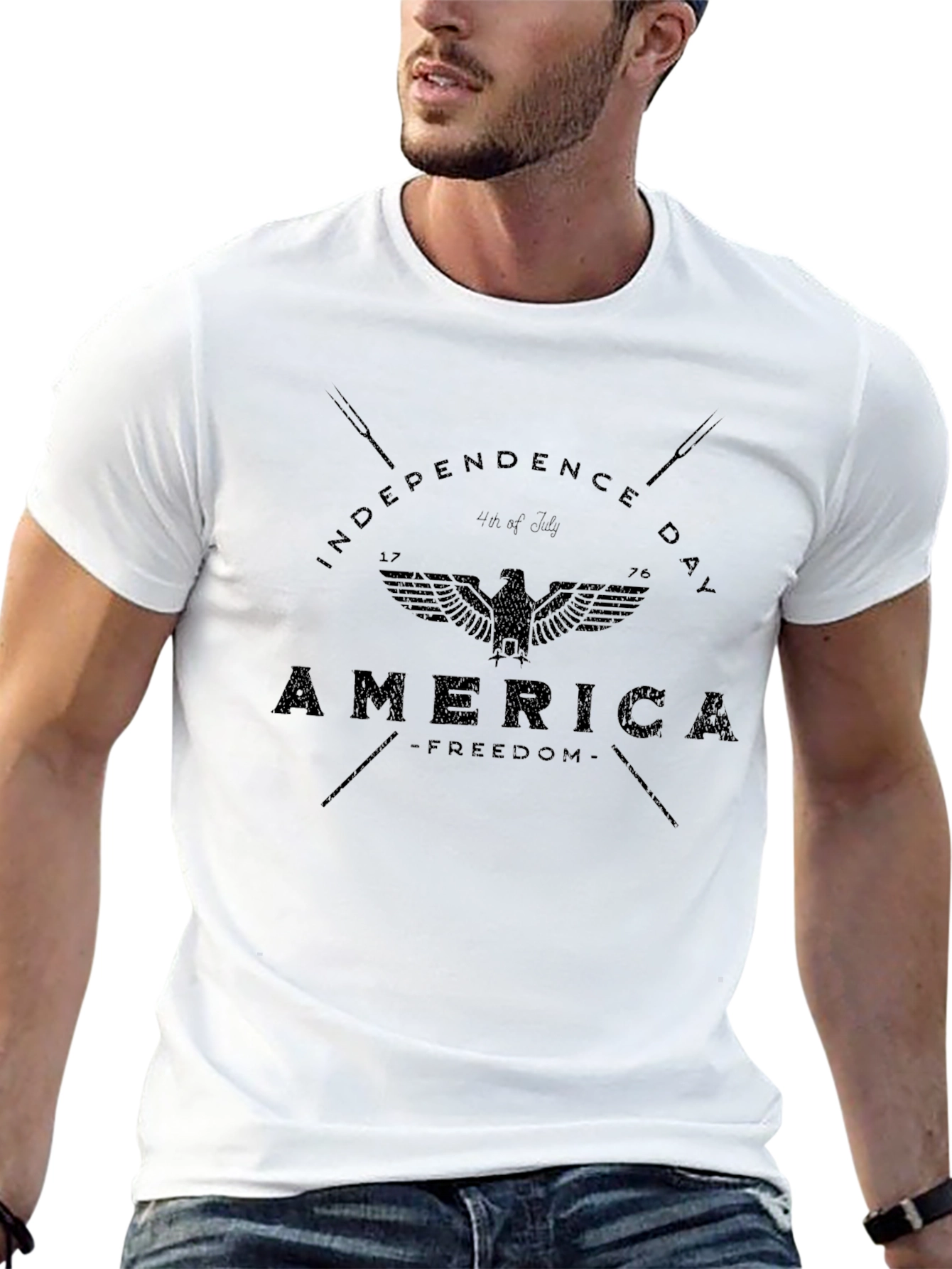 Independence Day America Eagle Black T-Shirt