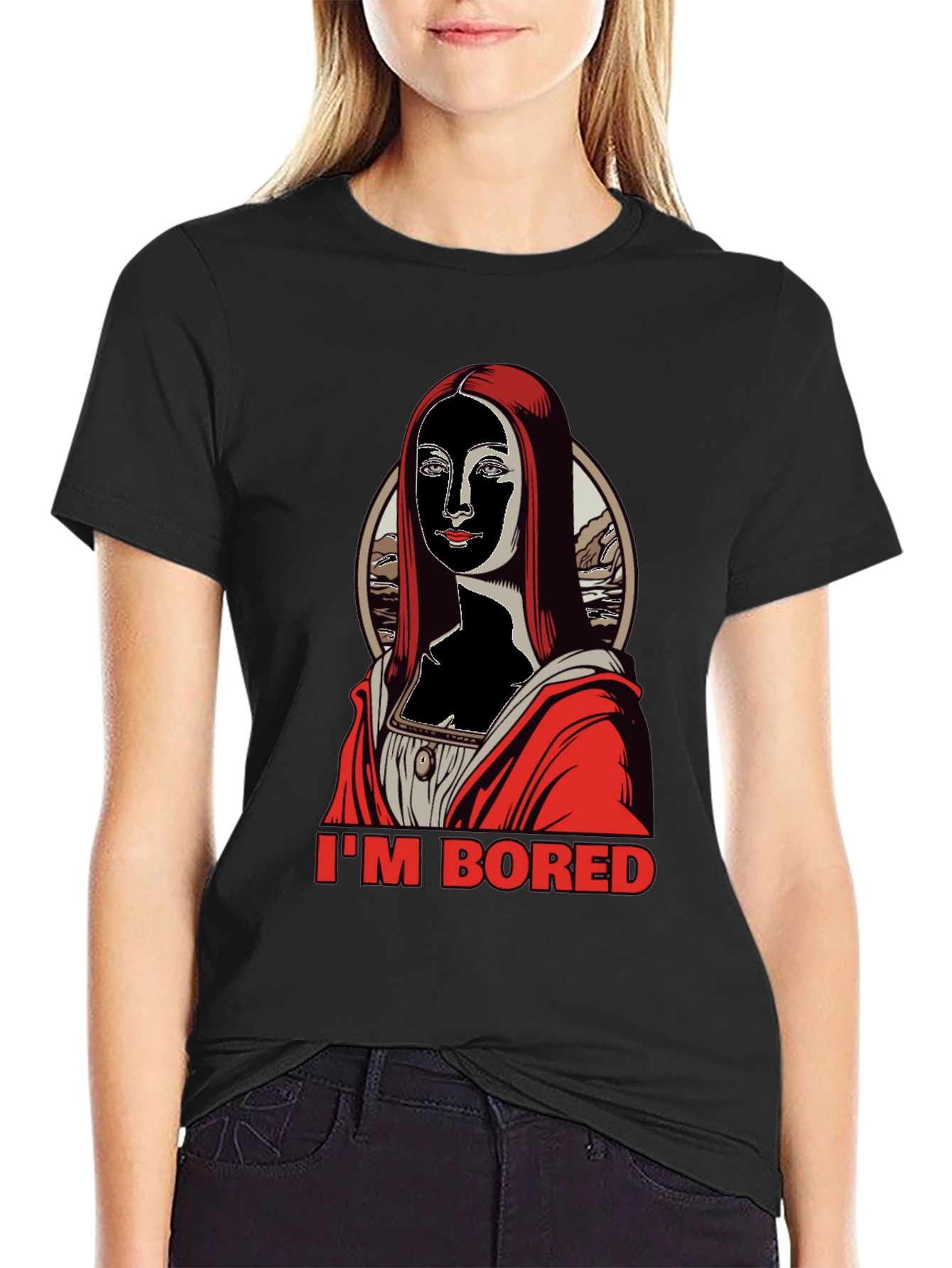 Im Bored Mona T-Shirt - Black