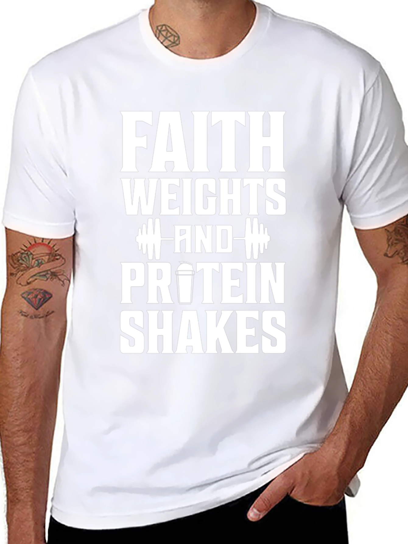 Faith Weights Protein Shakes Black Graphic T-Shirt