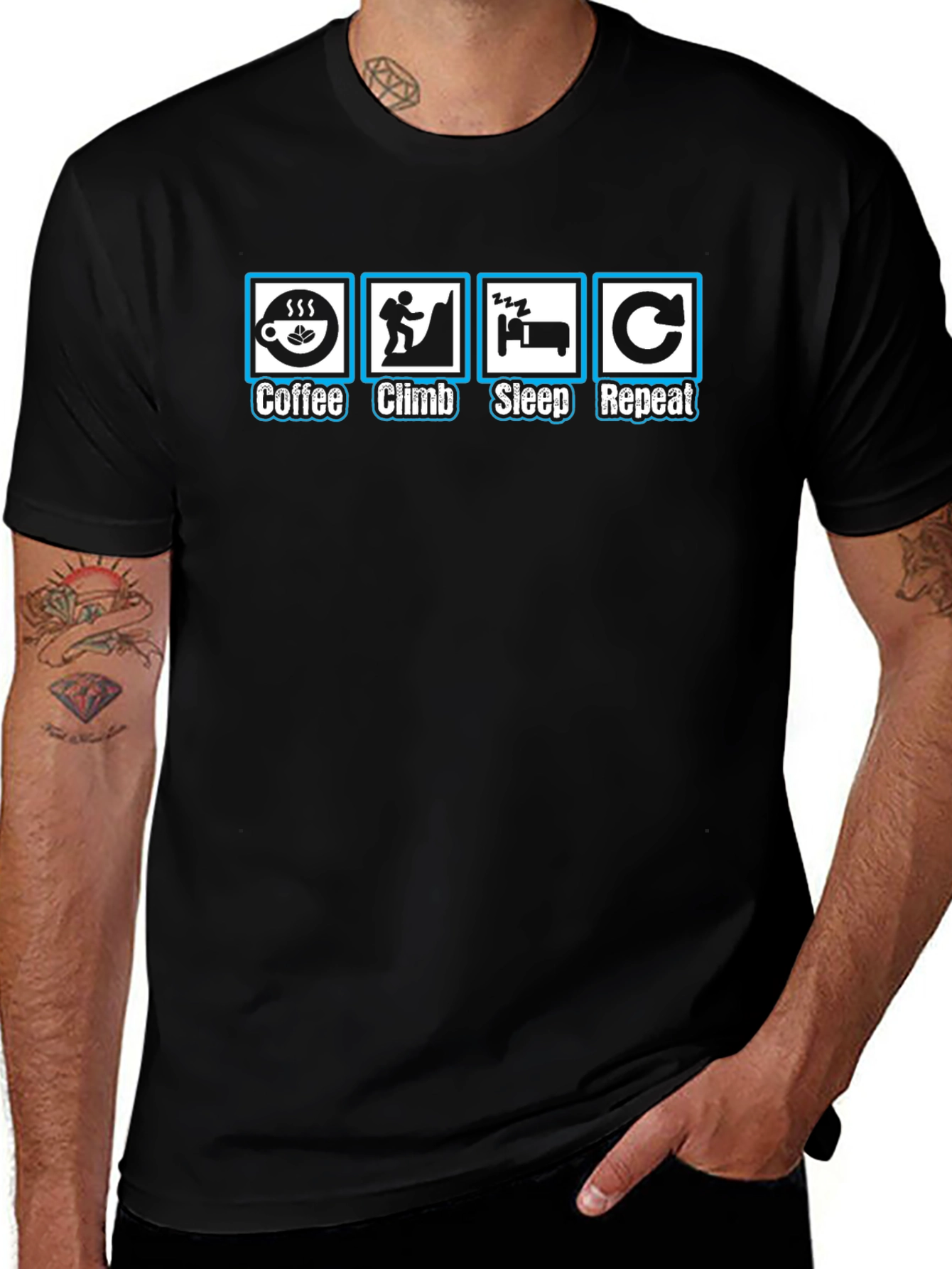 Coffee Climb Sleep Repeat Graphic Tee