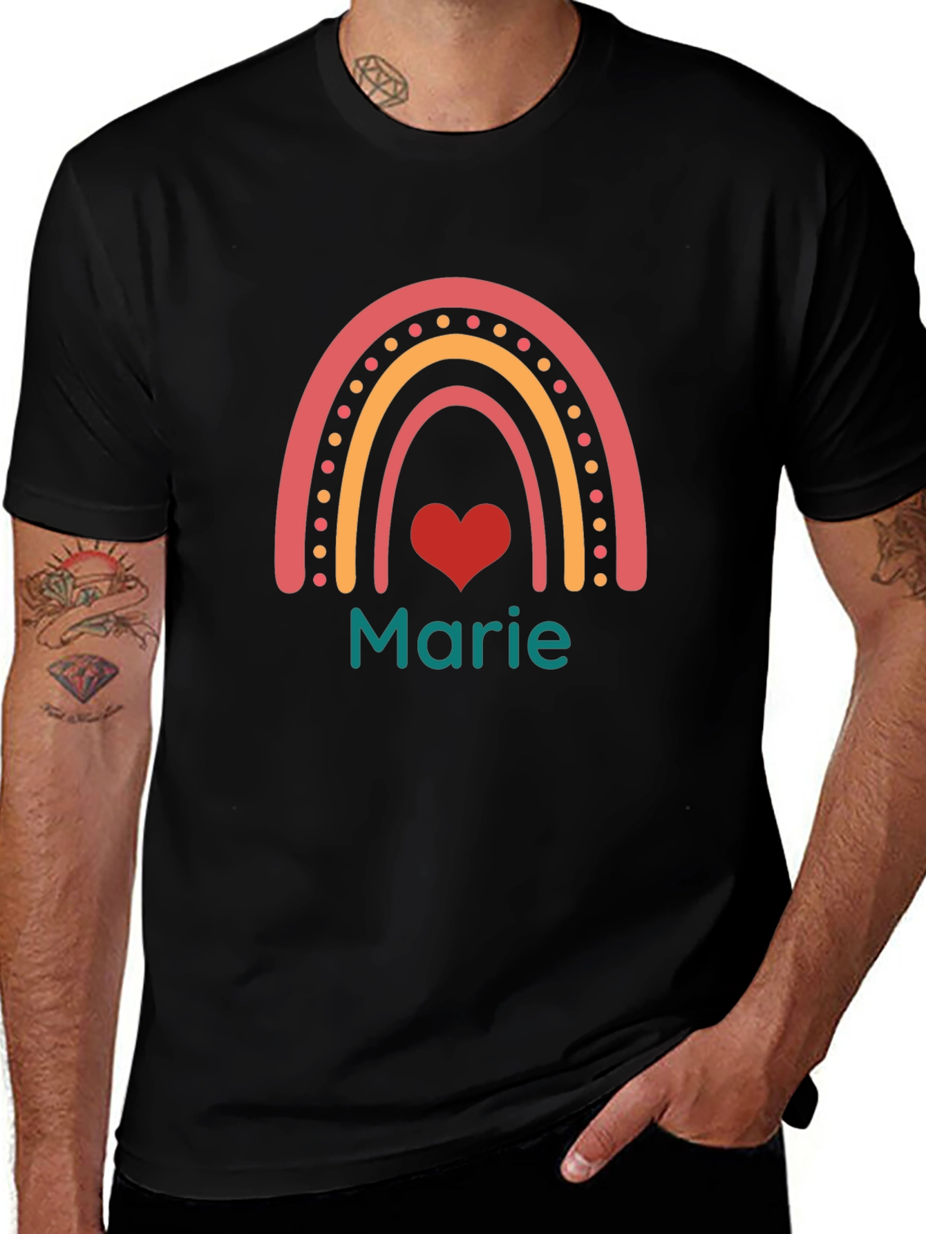 Rainbow Heart Personalized T-Shirt - Marie