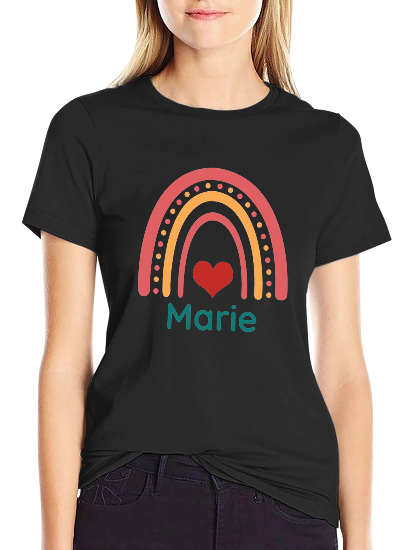 Rainbow Heart Personalized T-Shirt - Marie