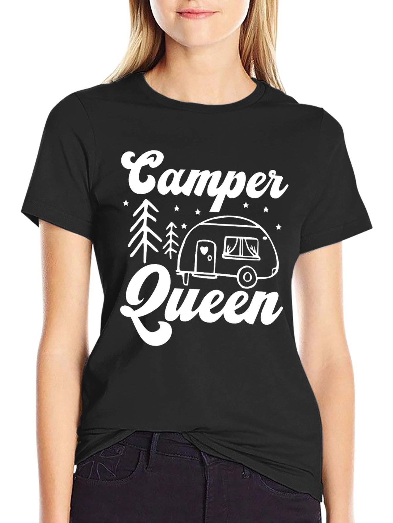 Camper Queen Graphic T-Shirt - Black