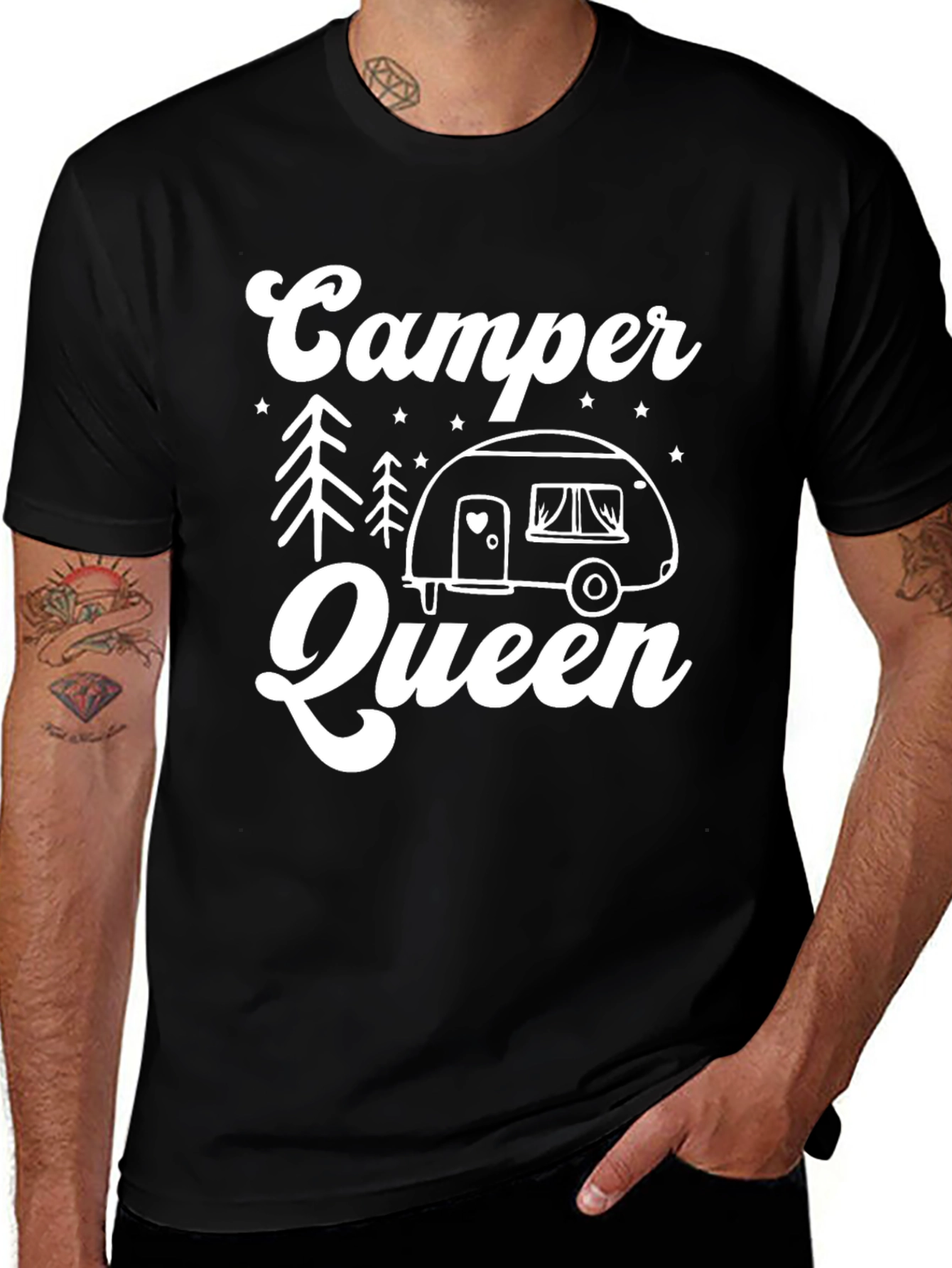 Camper Queen Graphic T-Shirt - Black
