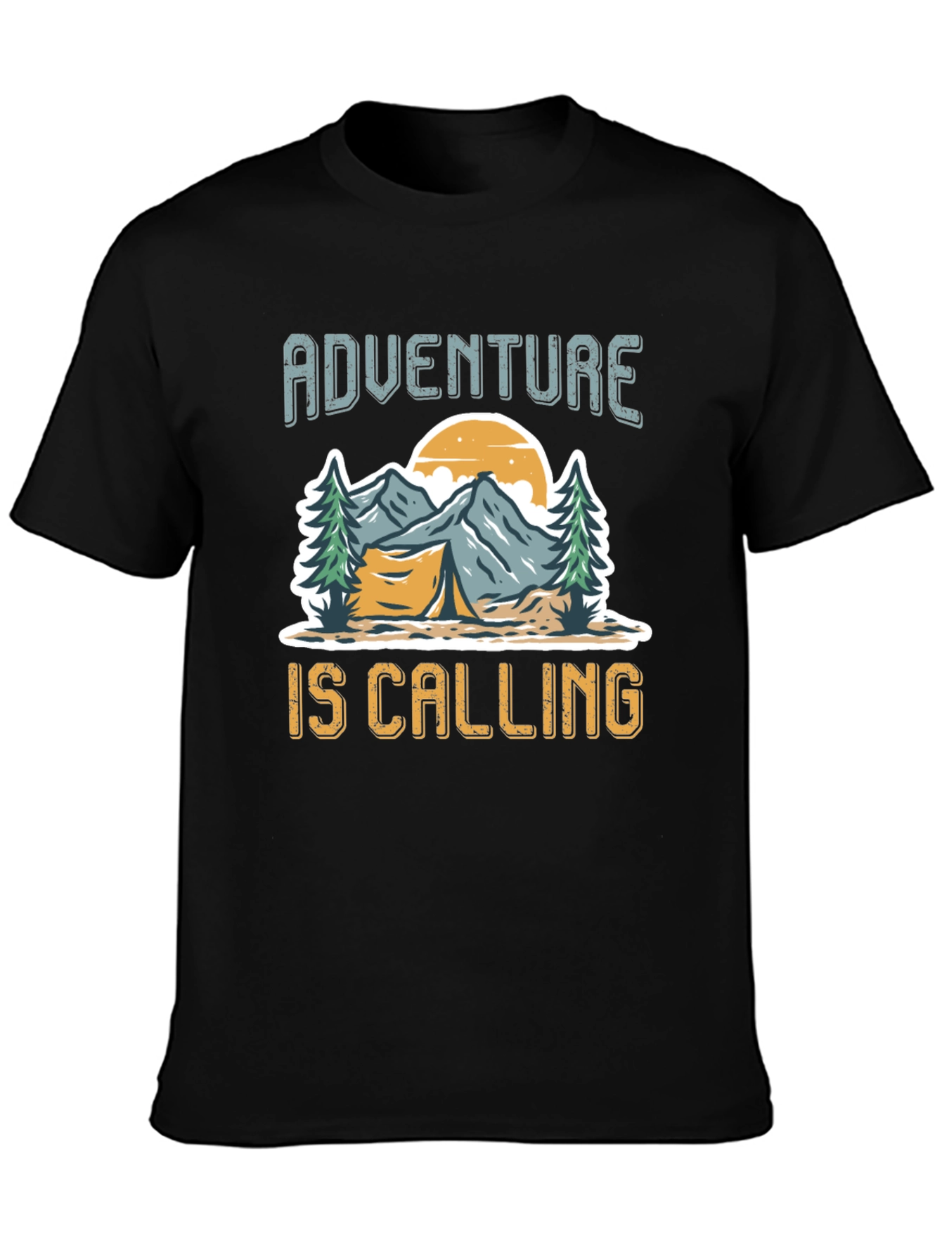 Adventure is Calling Black Graphic T-Shirt