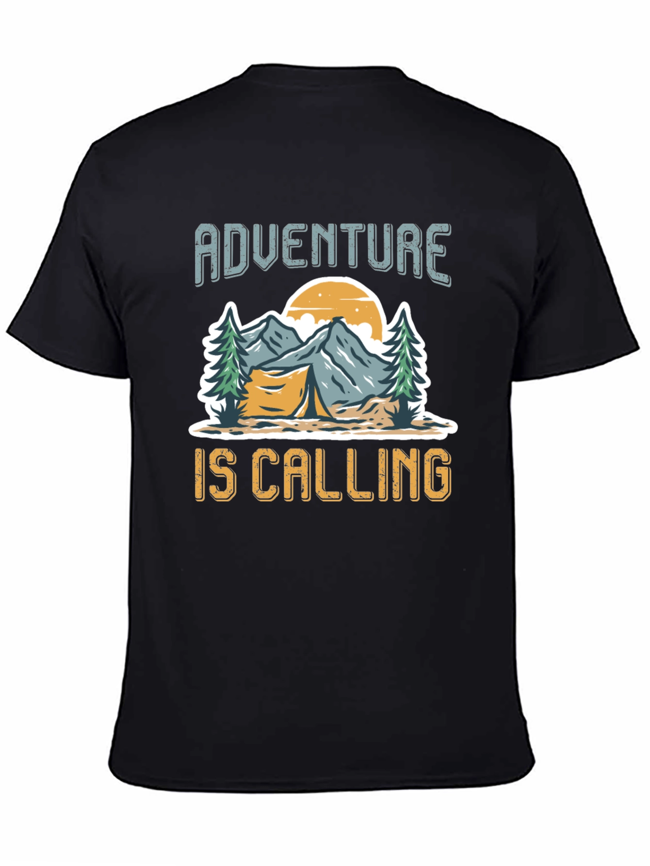 Adventure is Calling Black Graphic T-Shirt