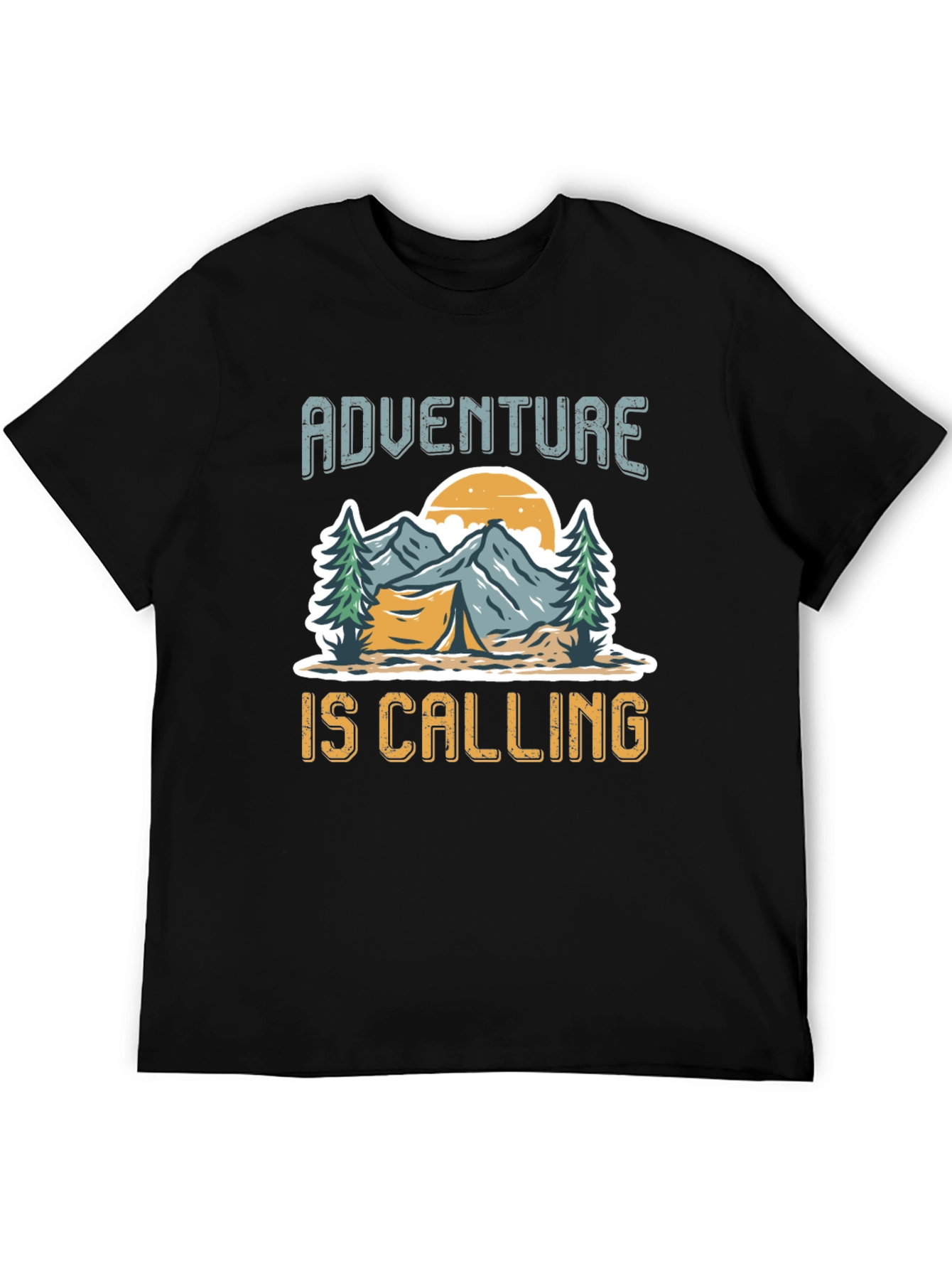 Adventure is Calling Black Graphic T-Shirt
