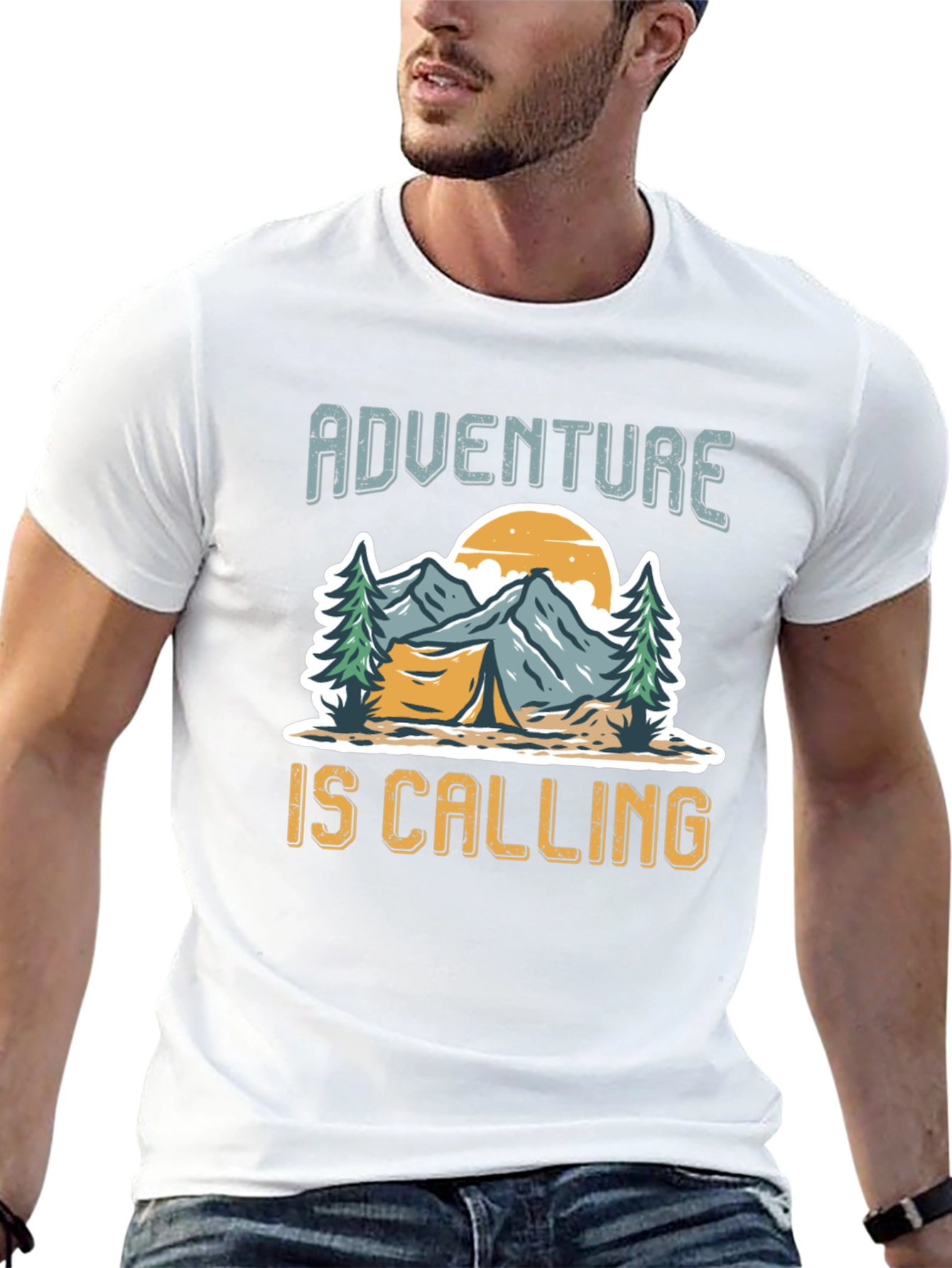 Adventure is Calling Black Graphic T-Shirt